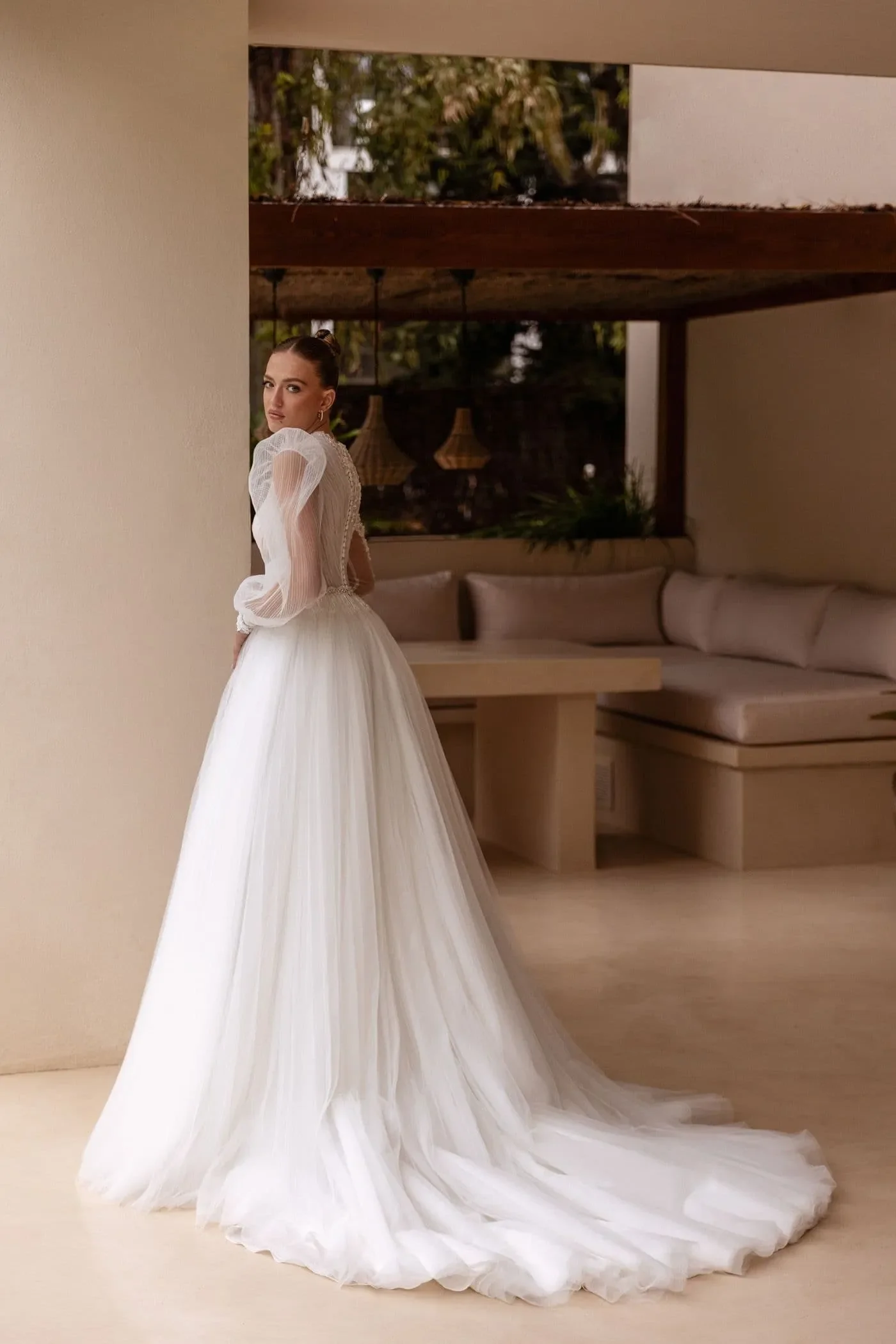 Wedding Dresses Long Sleeve Appliques Lace Modern Bridal Dress Tulle Bride Gowns Vestidos De Novia Customized - Image 2