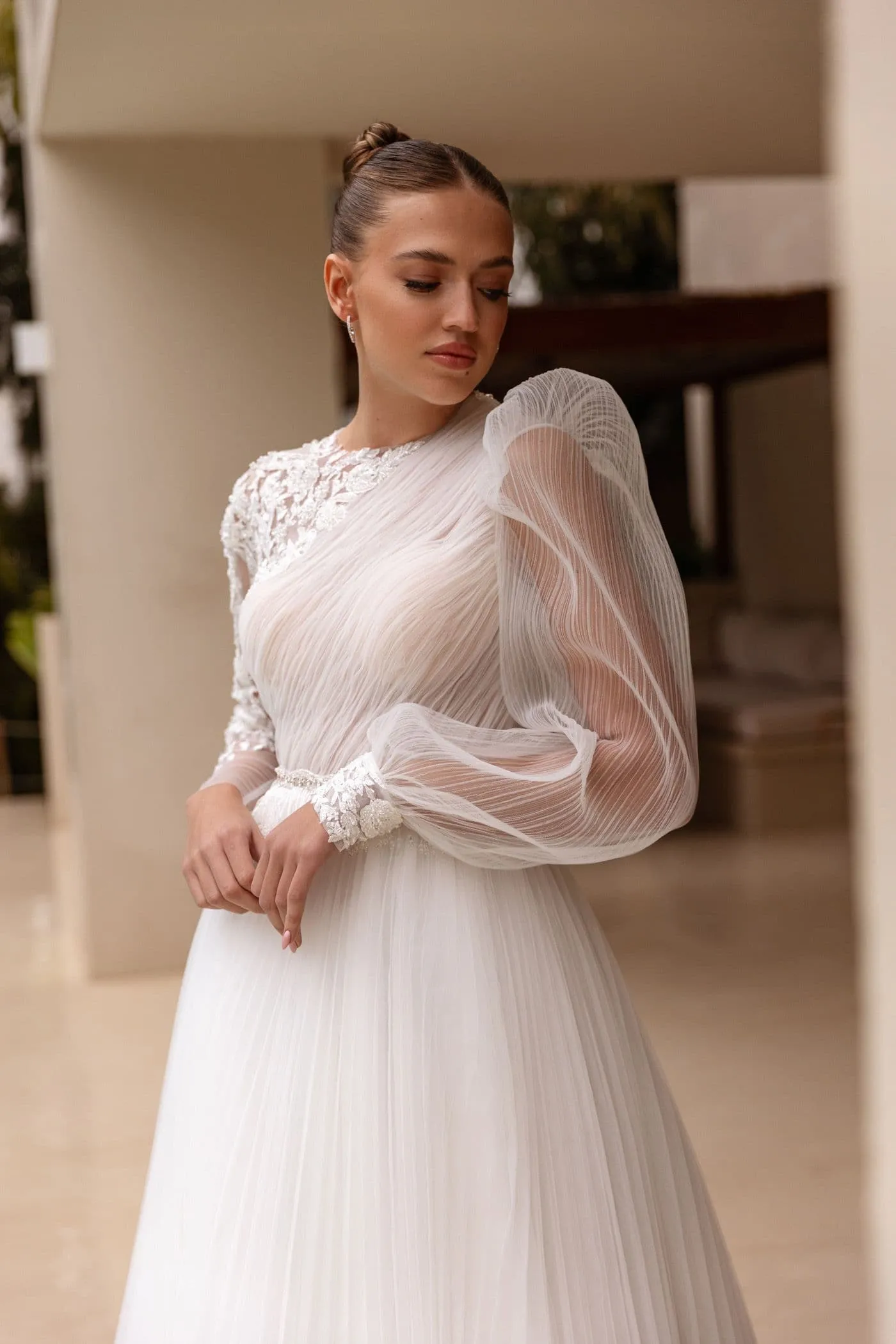 Wedding Dresses Long Sleeve Appliques Lace Modern Bridal Dress Tulle Bride Gowns Vestidos De Novia Customized - Image 3