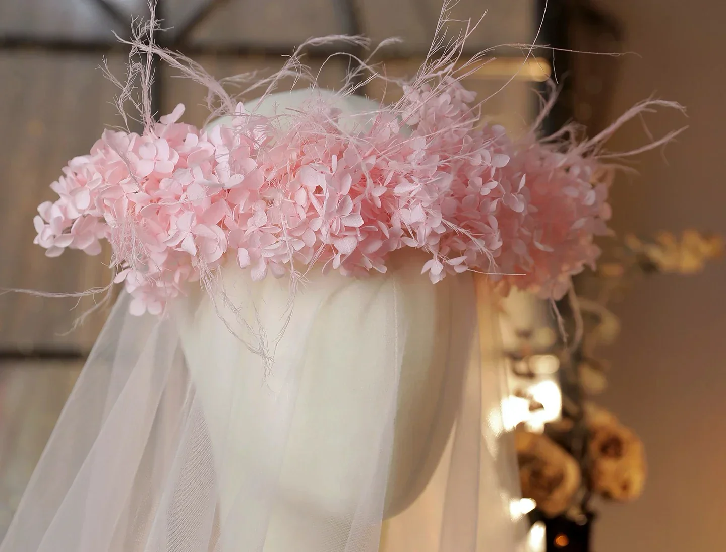 Wedding Hair Accessories Flower Headband Hairband Pink Ivory Headpiece Bride Bridesmaids Women Headwear Headdress Bridal Jewelry - Image 2