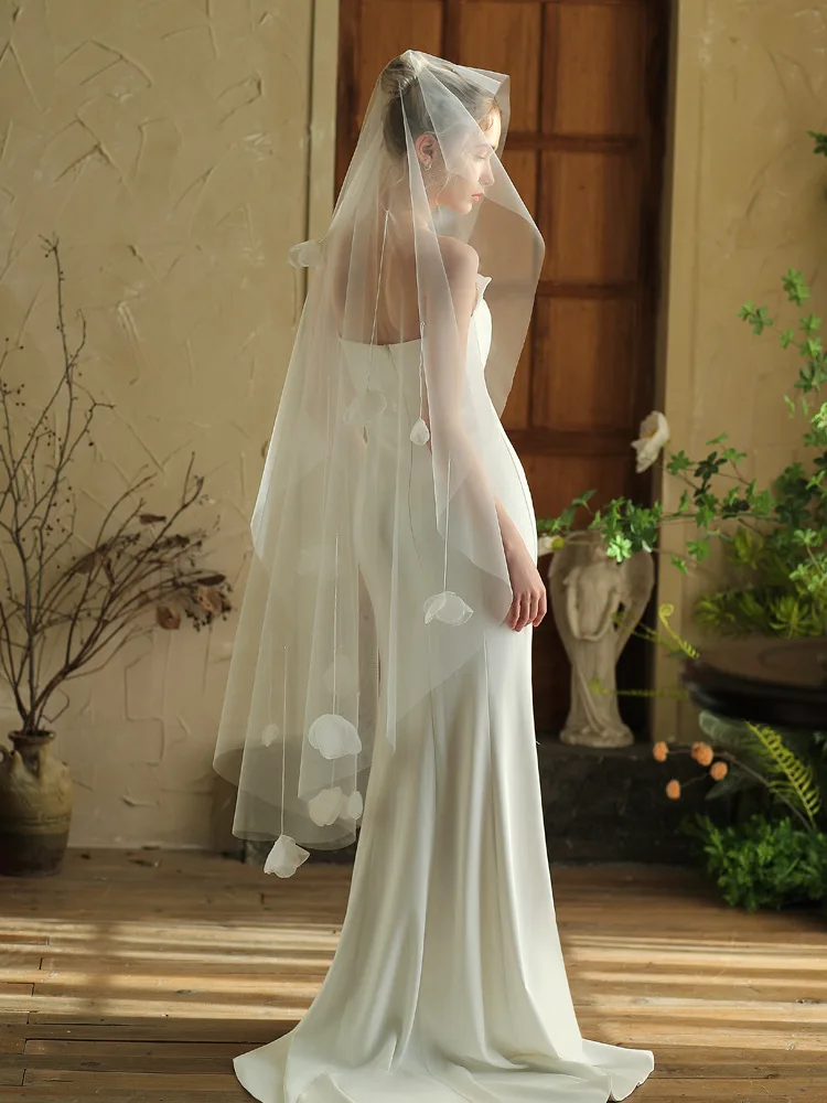 White Bridal Veil Flower Lace Wedding Veils For Brides Evening Dinner Party Dress Women Girl Gifts Hair Accessories Jewelry - Image 3