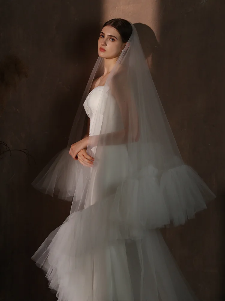 White Bridal Veil Long Lace Wedding Veils For Brides Evening Dinner Party Dress Women Girl Gifts Hair Accessories Jewelry - Image 5