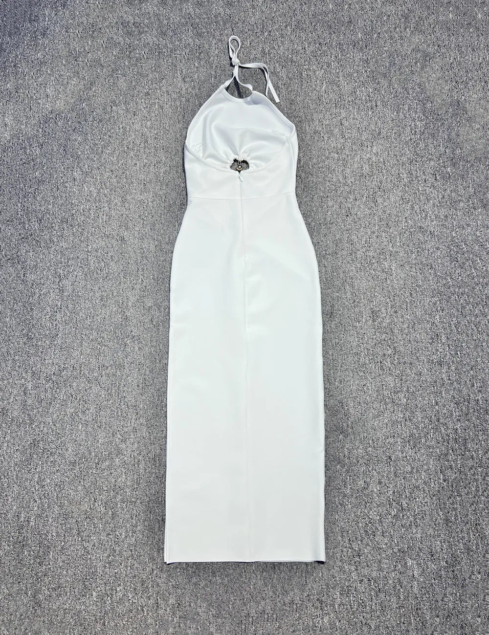 White Color Women Sexy Off the Shoulder Keyholes Bodycon Bandage Mid-calf Dress Backless Fashion Celebrate Nightclub Party Dress - Image 4