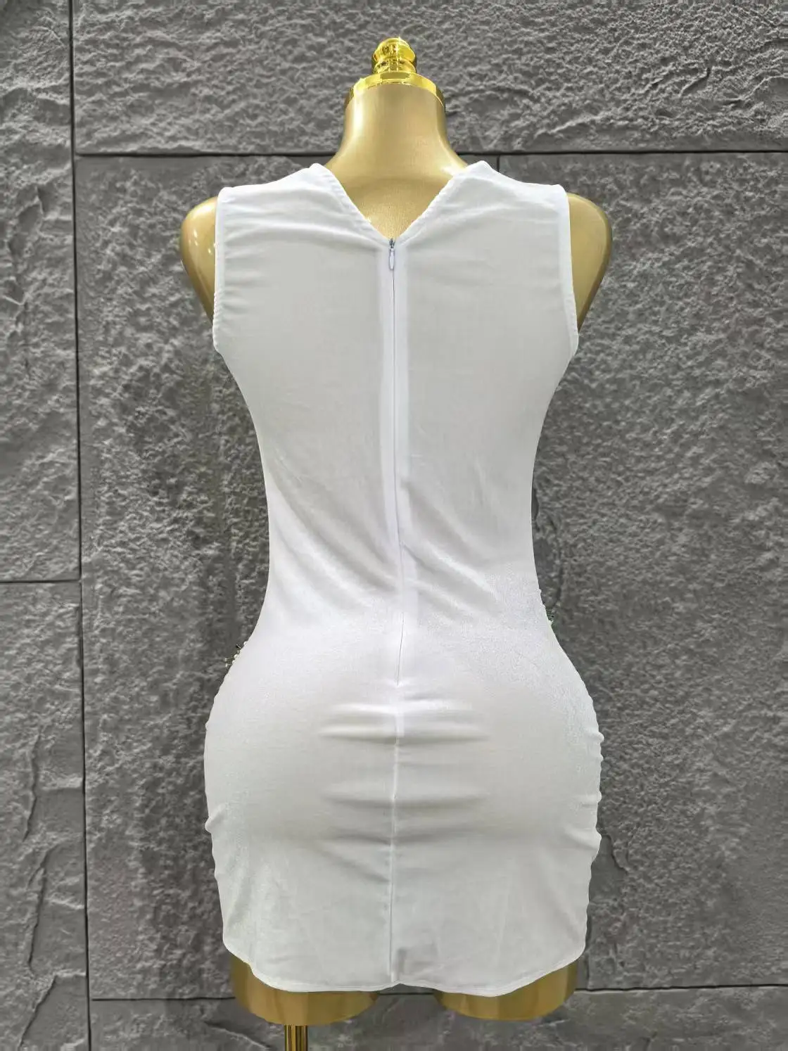 White Color Women Sleeveless Sexy O-Neck Bodycon Mini Dress Celebrate Nightclub Party Birthday Fashion Outfit Vestido - Image 6