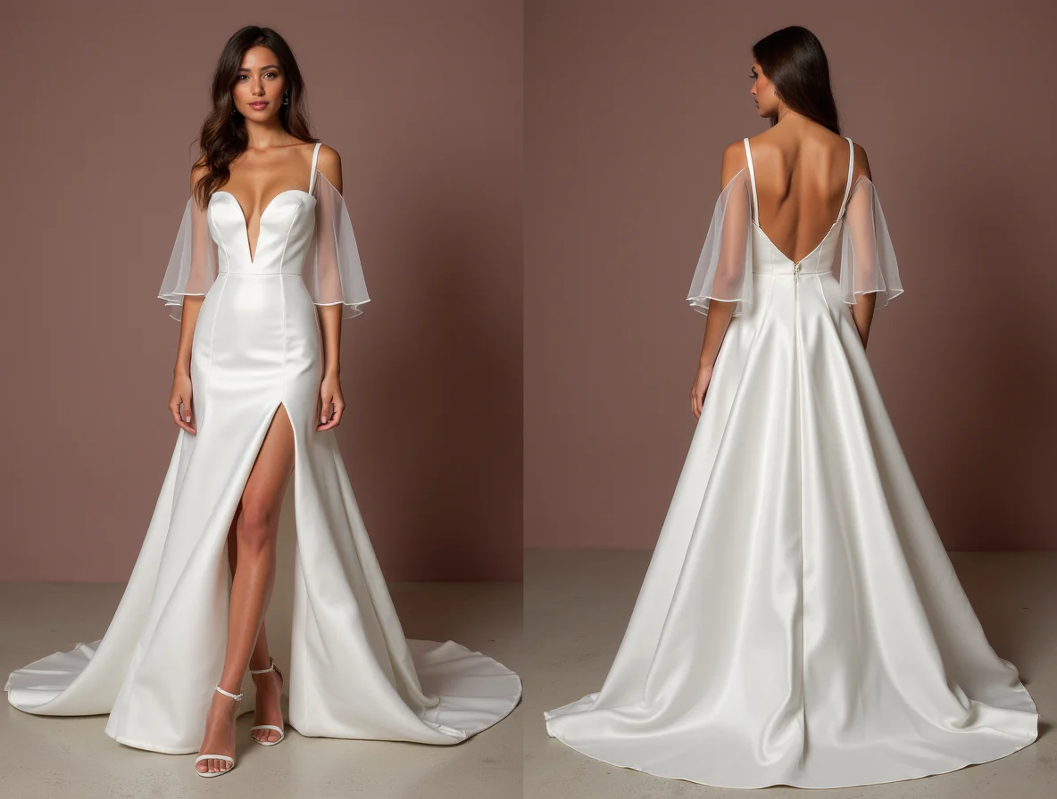 White Fairytale Princess Wedding Gown with a Stunning Train