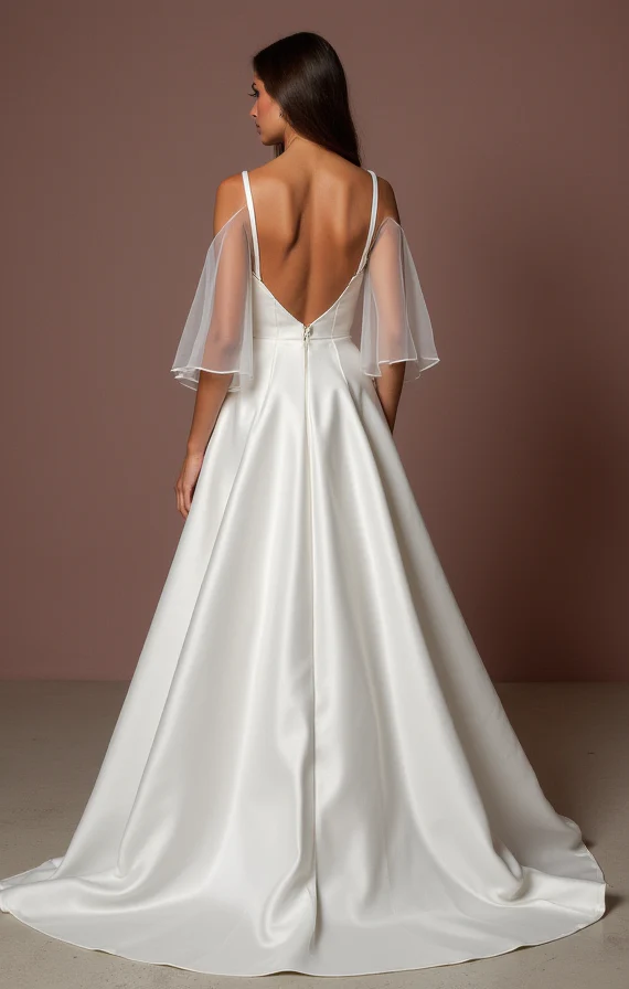 White Fairytale Princess Wedding Gown with a Stunning Train - Image 3