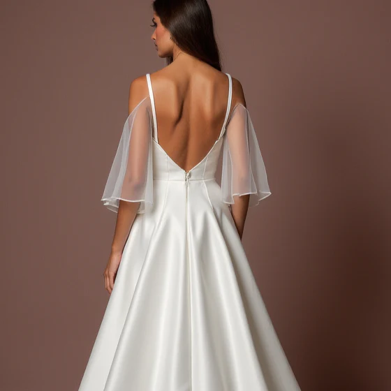 White Fairytale Princess Wedding Gown with a Stunning Train - Image 5