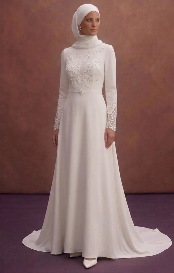 White Muslim Prom Dresses – Pure & Minimalist Styles - Image 2
