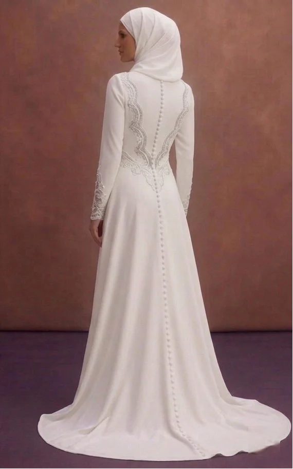 White Muslim Prom Dresses – Pure & Minimalist Styles - Image 3