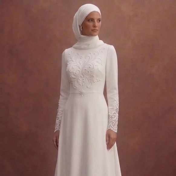 White Muslim Prom Dresses – Pure & Minimalist Styles - Image 4