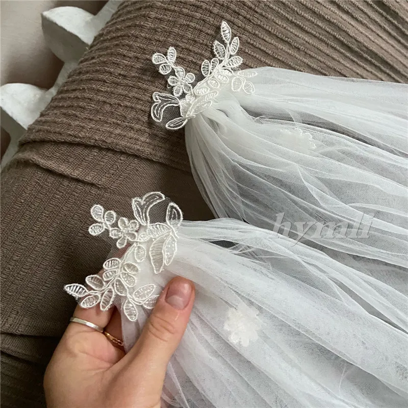 White , Off-White , Ivory Wedding Cape Veil Cathedral Length Lace Bridal Veil Shoulder Veil - Image 6