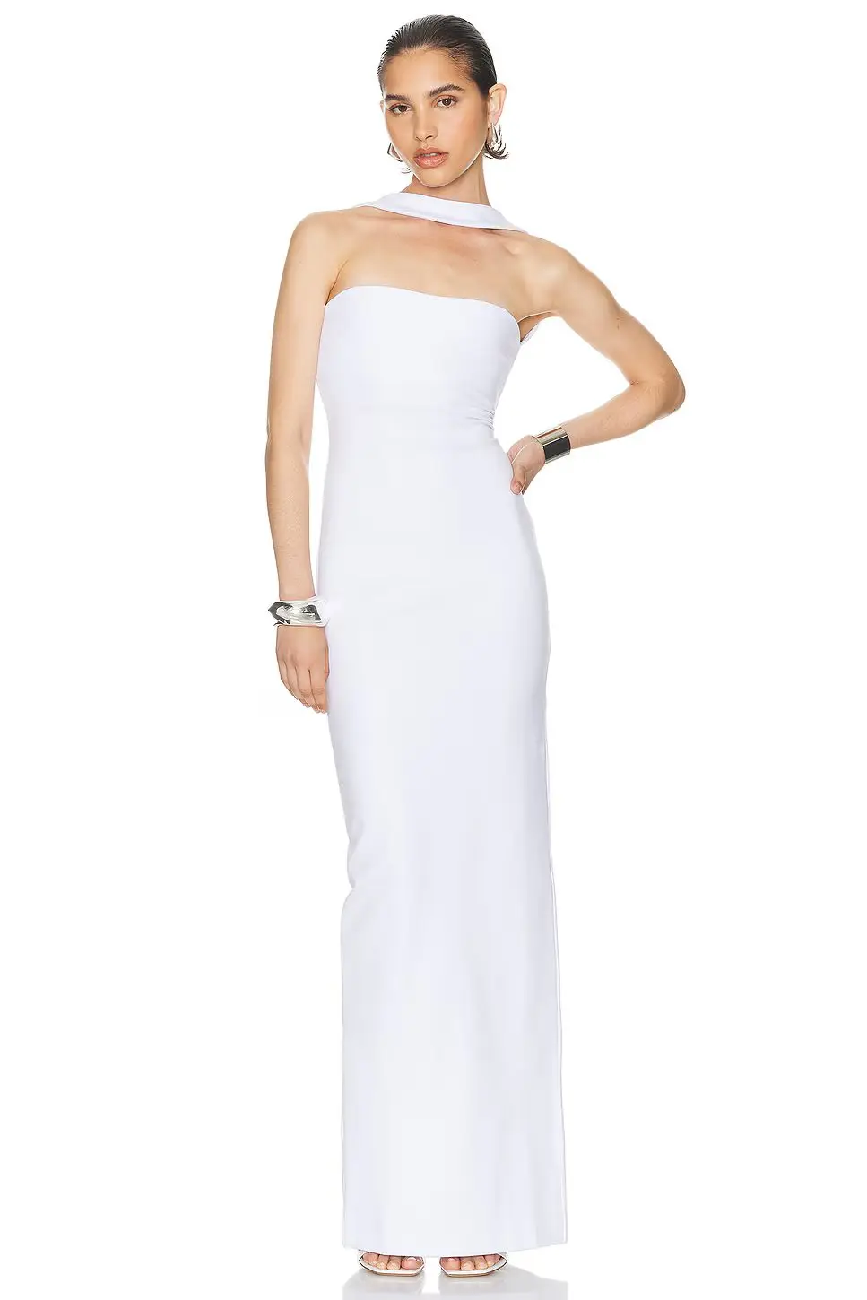 White Red Color Women Sexy Halter Off the Shoulder Bodycon Long Bandage Dress Fashion Celebrate Evening Party Red Carpet Dress - Image 3