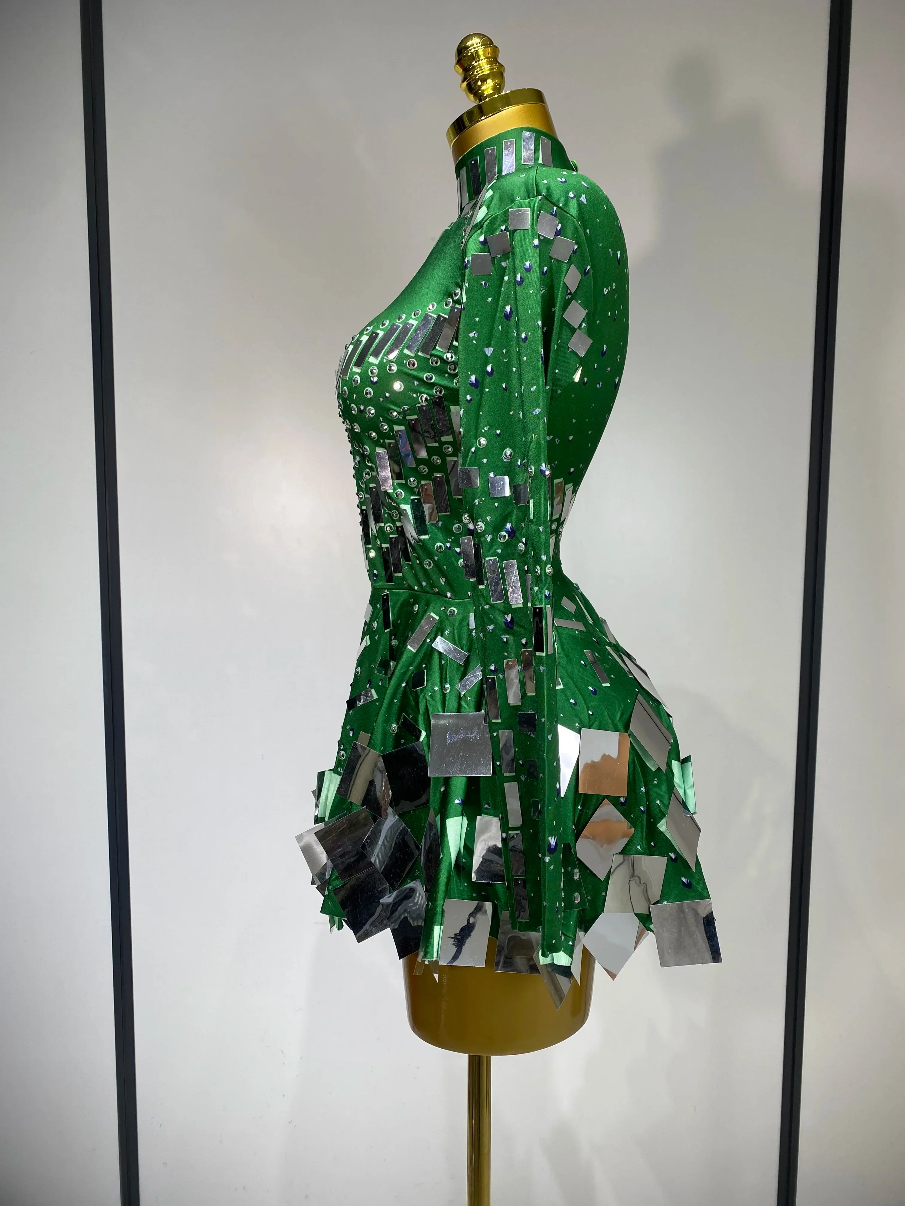 Women Sexy Elastic A-Line Dress Birthday Performance Costume Sparkly Sequin Nightclub Evening Party Hotwife Stage Outfit - Image 3