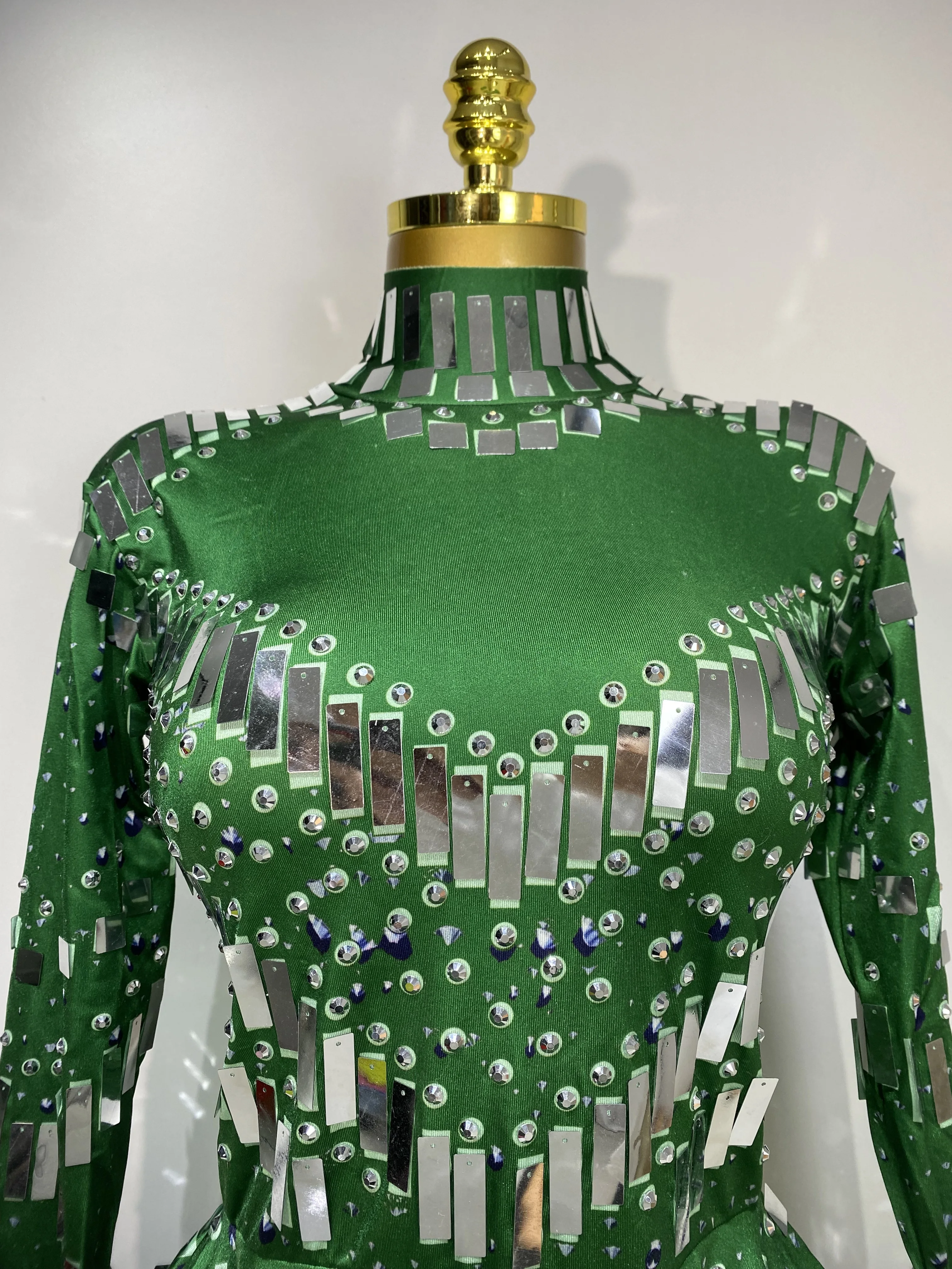 Women Sexy Elastic A-Line Dress Birthday Performance Costume Sparkly Sequin Nightclub Evening Party Hotwife Stage Outfit - Image 4