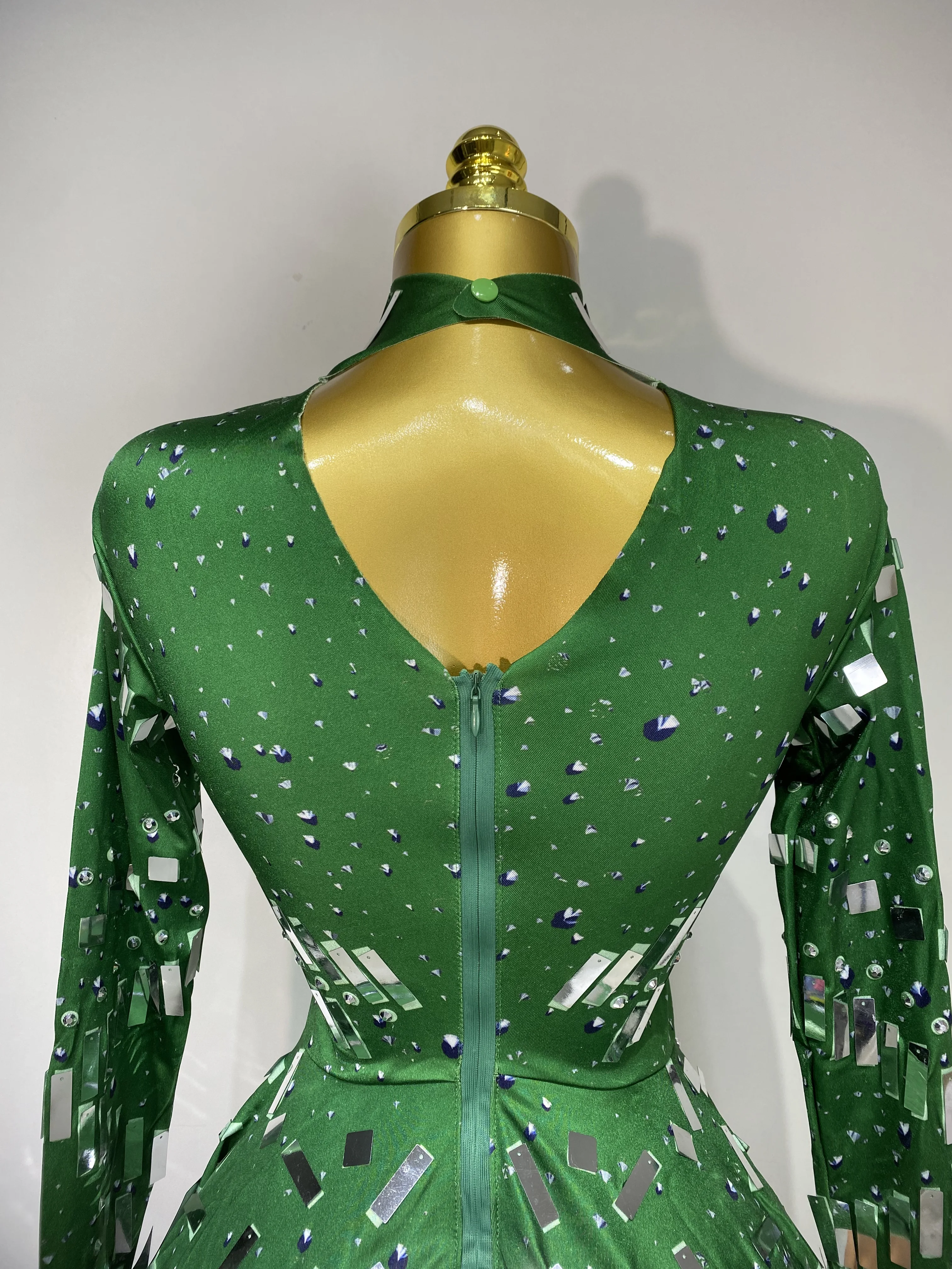 Women Sexy Elastic A-Line Dress Birthday Performance Costume Sparkly Sequin Nightclub Evening Party Hotwife Stage Outfit - Image 5