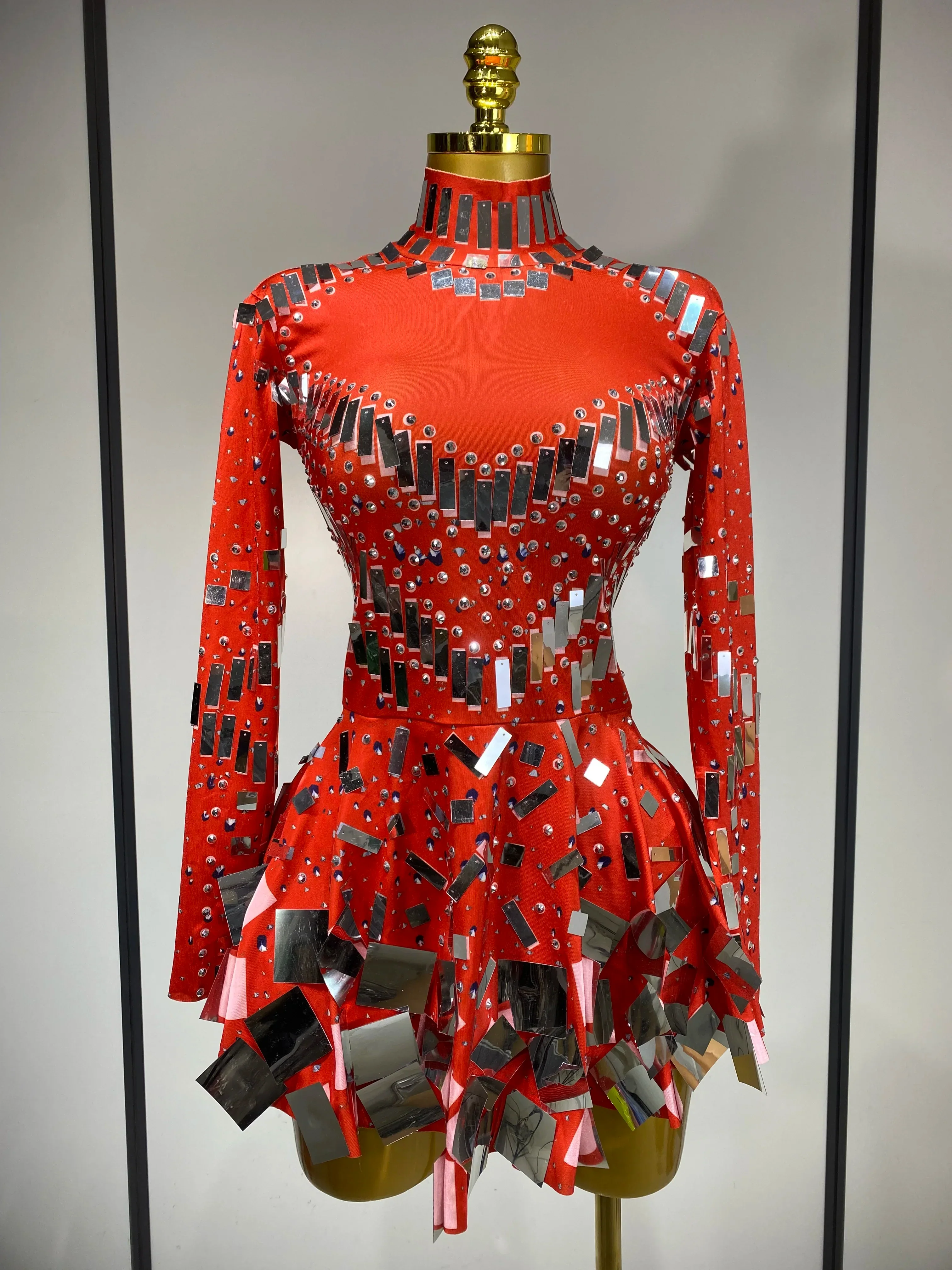 Women Sexy Elastic A-Line Dress Birthday Performance Costume Sparkly Sequin Nightclub Evening Party Hotwife Stage Outfit - Image 7