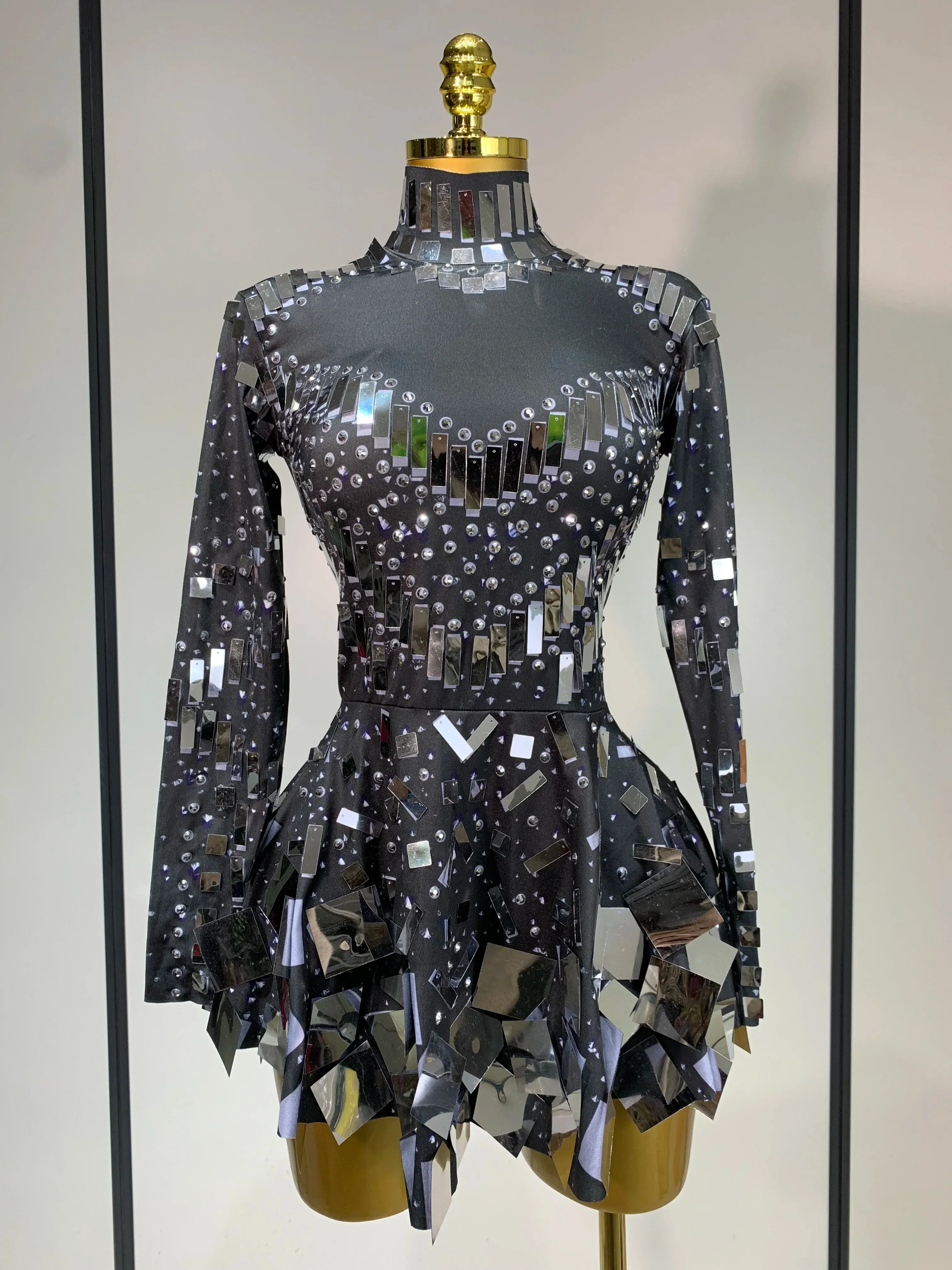 Women Sexy Elastic A-Line Dress Birthday Performance Costume Sparkly Sequin Nightclub Evening Party Hotwife Stage Outfit - Image 8