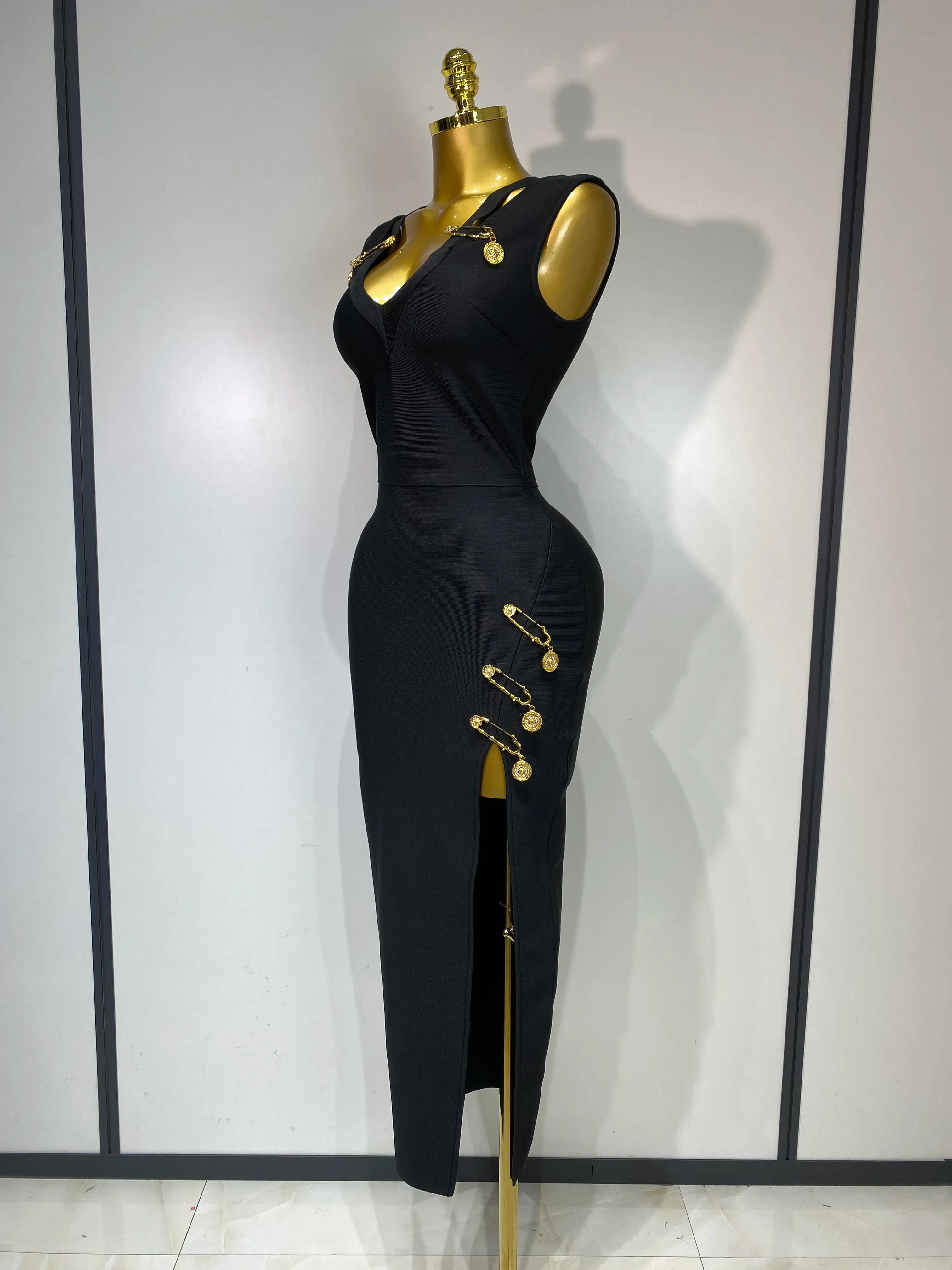 Women Black Elegant Bandage Dress Sexy Sleeveless Bodycon Evening Party Club Luxury Birthday Dress Wedding Guest Gown - Image 2