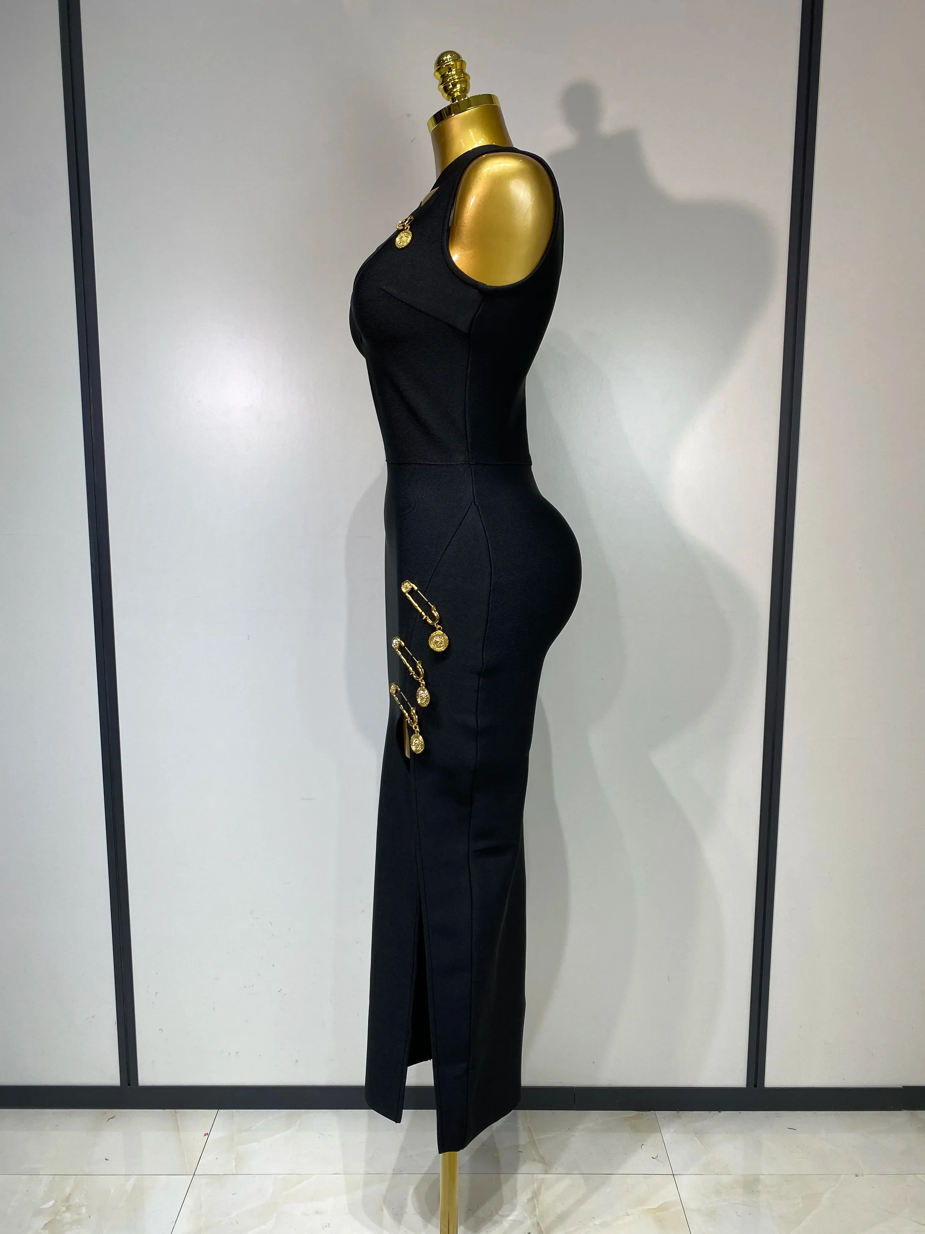 Women Black Elegant Bandage Dress Sexy Sleeveless Bodycon Evening Party Club Luxury Birthday Dress Wedding Guest Gown - Image 3