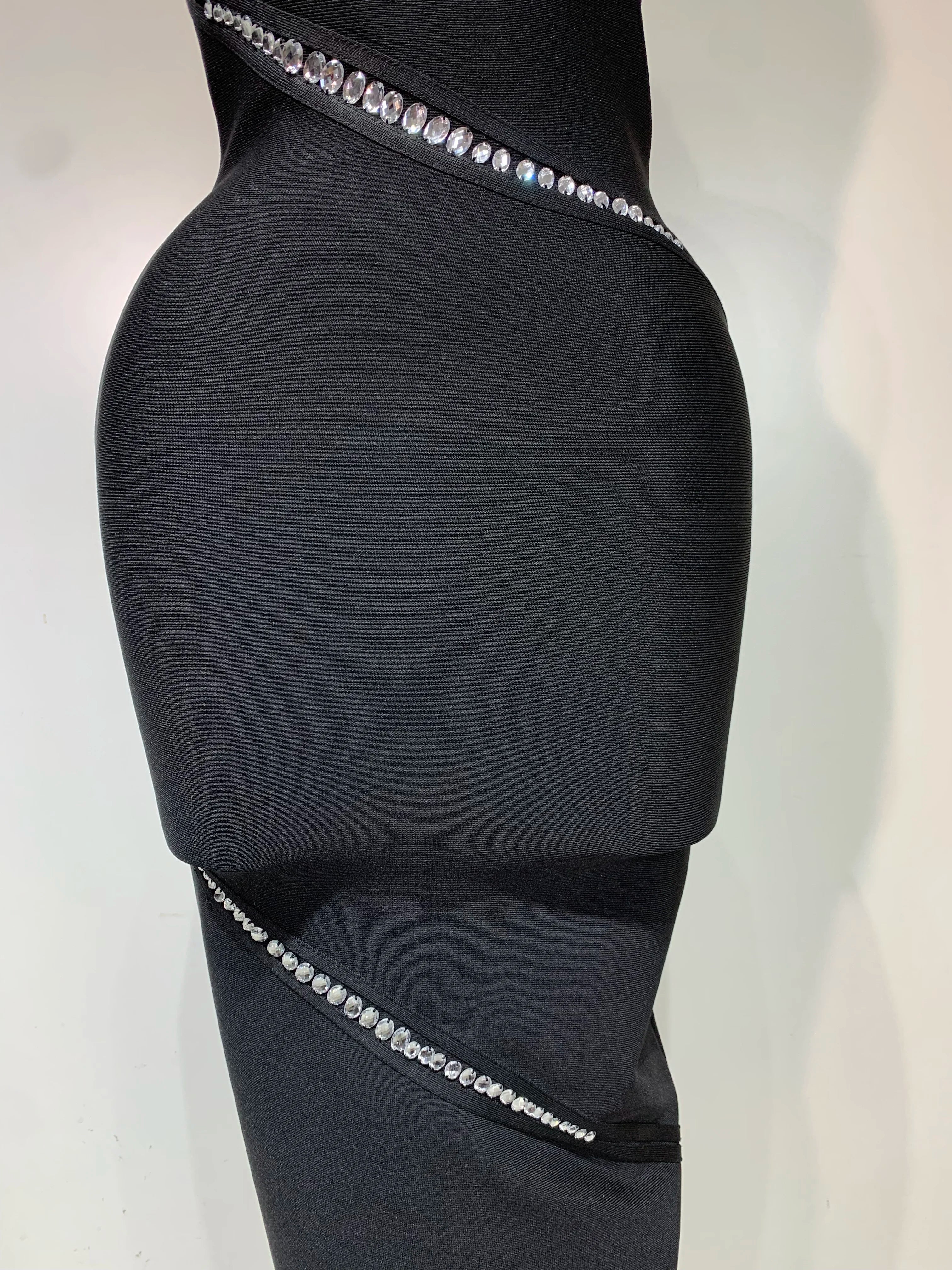 Women Celebrity Sexy Backless Halter Black Crystals Bandage Dress Knitted Elegant Evening Club Party Luxury Birthday Dress - Image 6