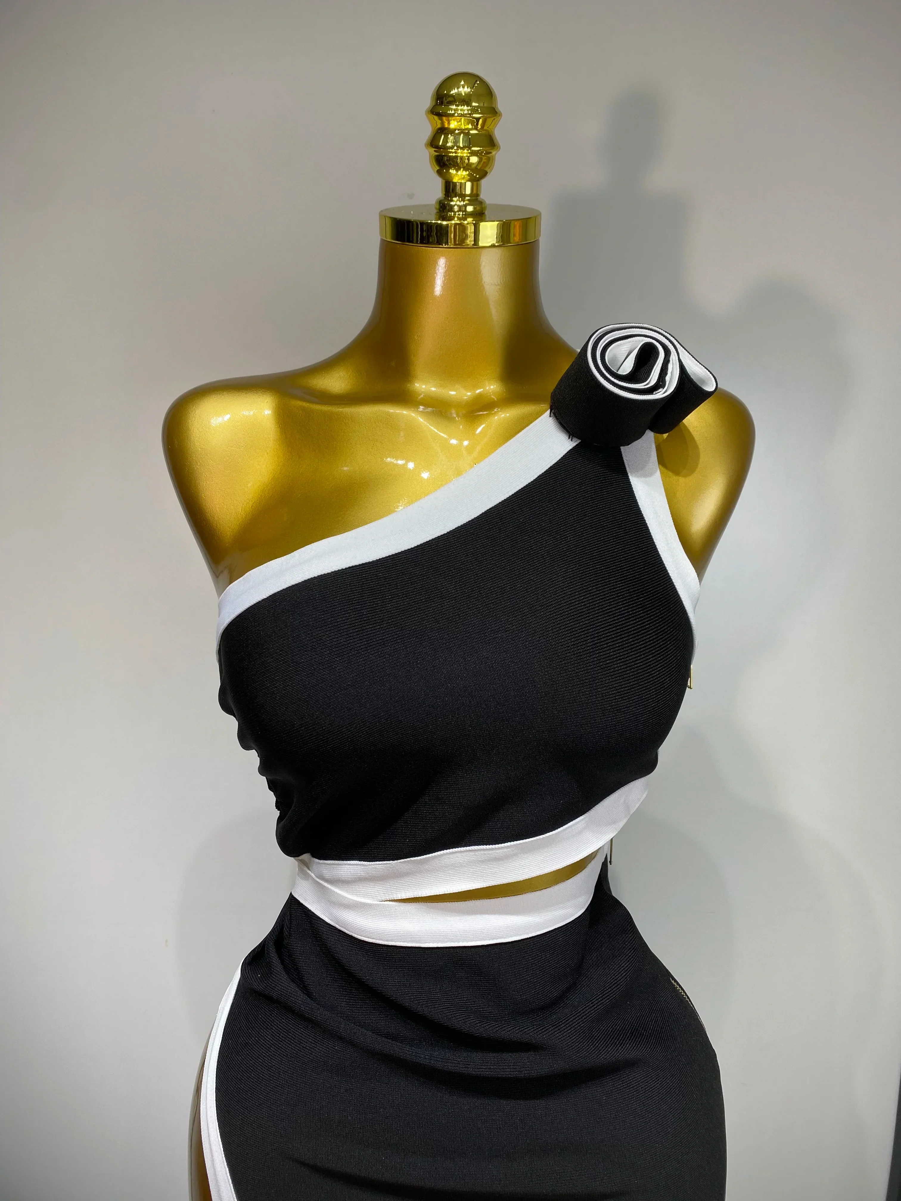 Women Celebrity Sexy One Shoulder Cut Out Split Maxi Long Bodycon Bandage Dress  Elegant Evening Club Birthday Party Dress - Image 5