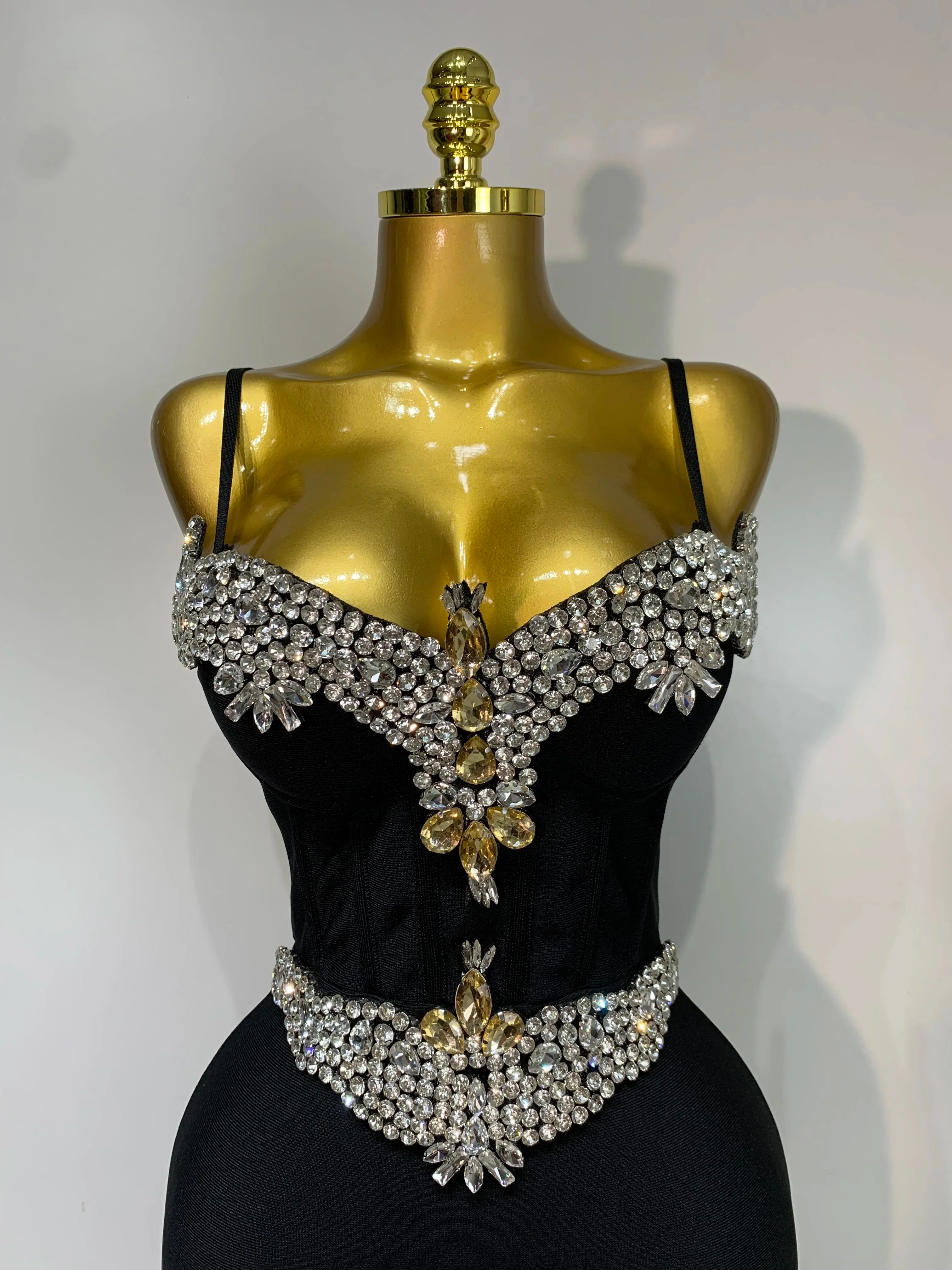 Women Celebrity Sexy Sleeveless Diamonds Maxi Long Bandage Bodycon Dress Elegant Evening Club Party Birthday Outfit - Image 5