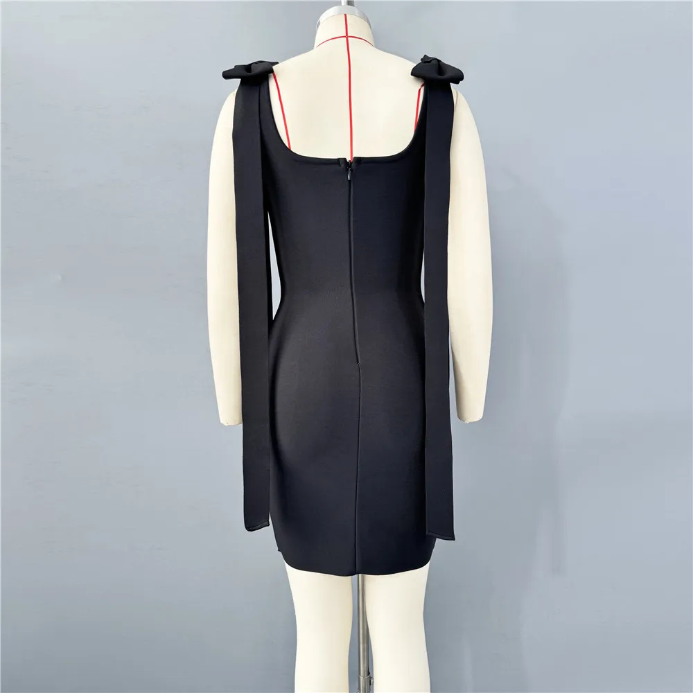 Women Celebrity Sexy Tank Diamonds Summer Black Mini Summer Bodycon Bandage Dress Elegant Evening Club Party Dress - Image 3