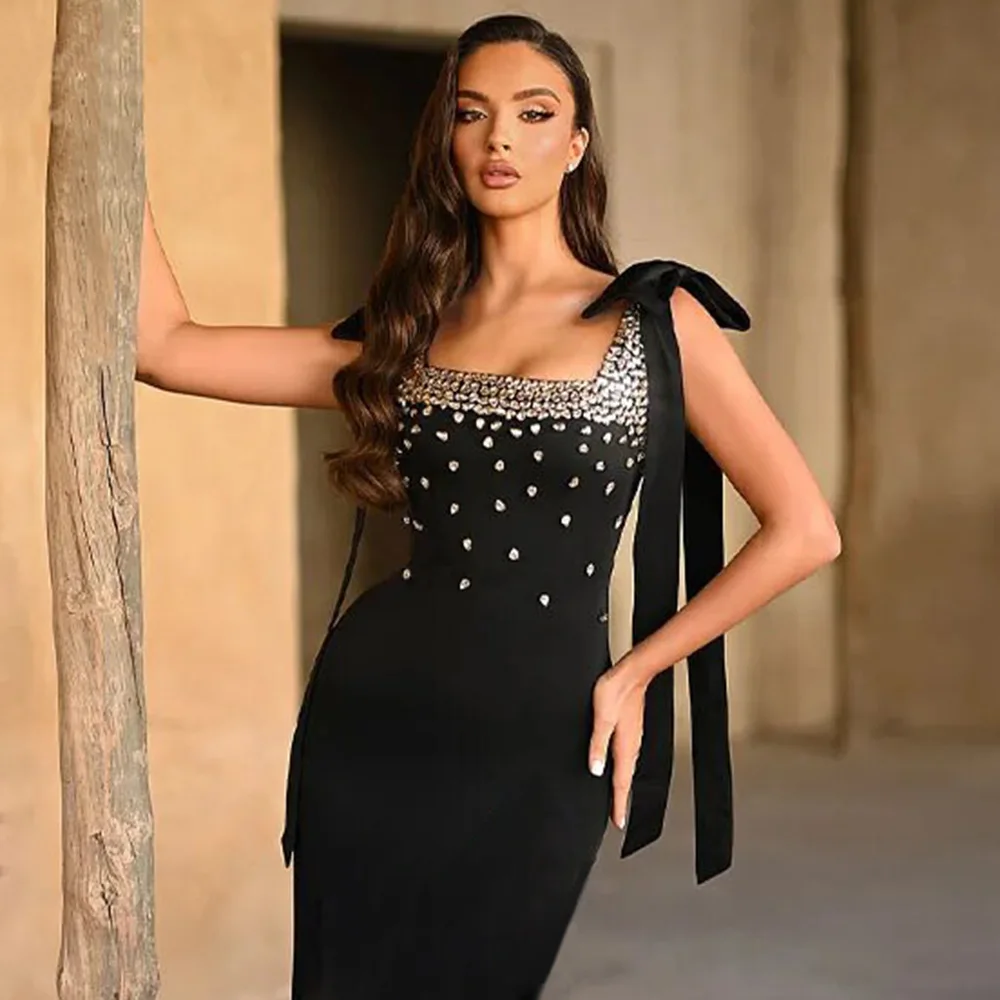 Women Celebrity Sexy Tank Diamonds Summer Black Mini Summer Bodycon Bandage Dress Elegant Evening Club Party Dress - Image 6