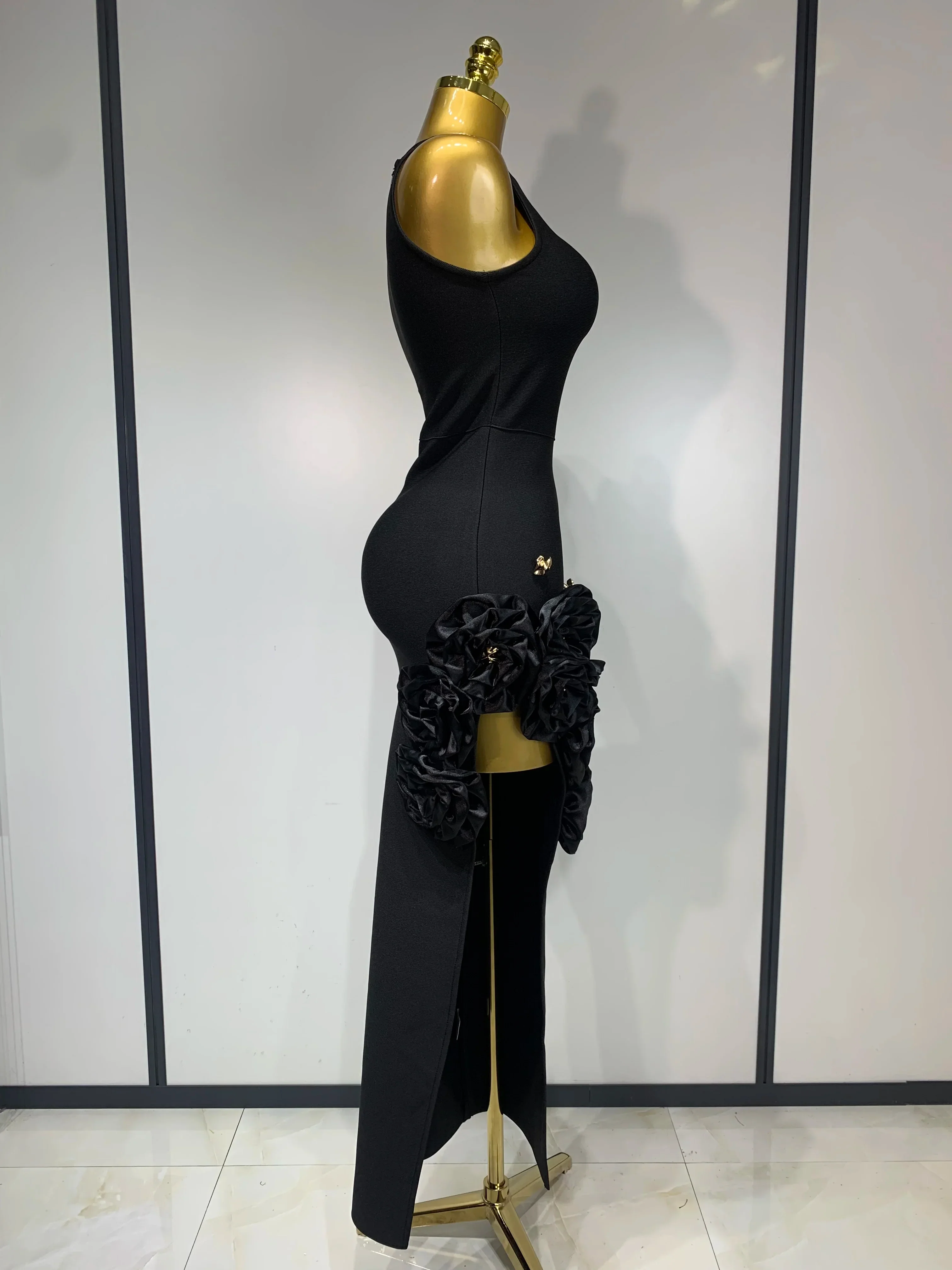 Women Fashion Celebrity Sexy Applique Black Long Bodycon Bandage Dress Elegant Evening Party Club Luxury Birthday Dresses - Image 3