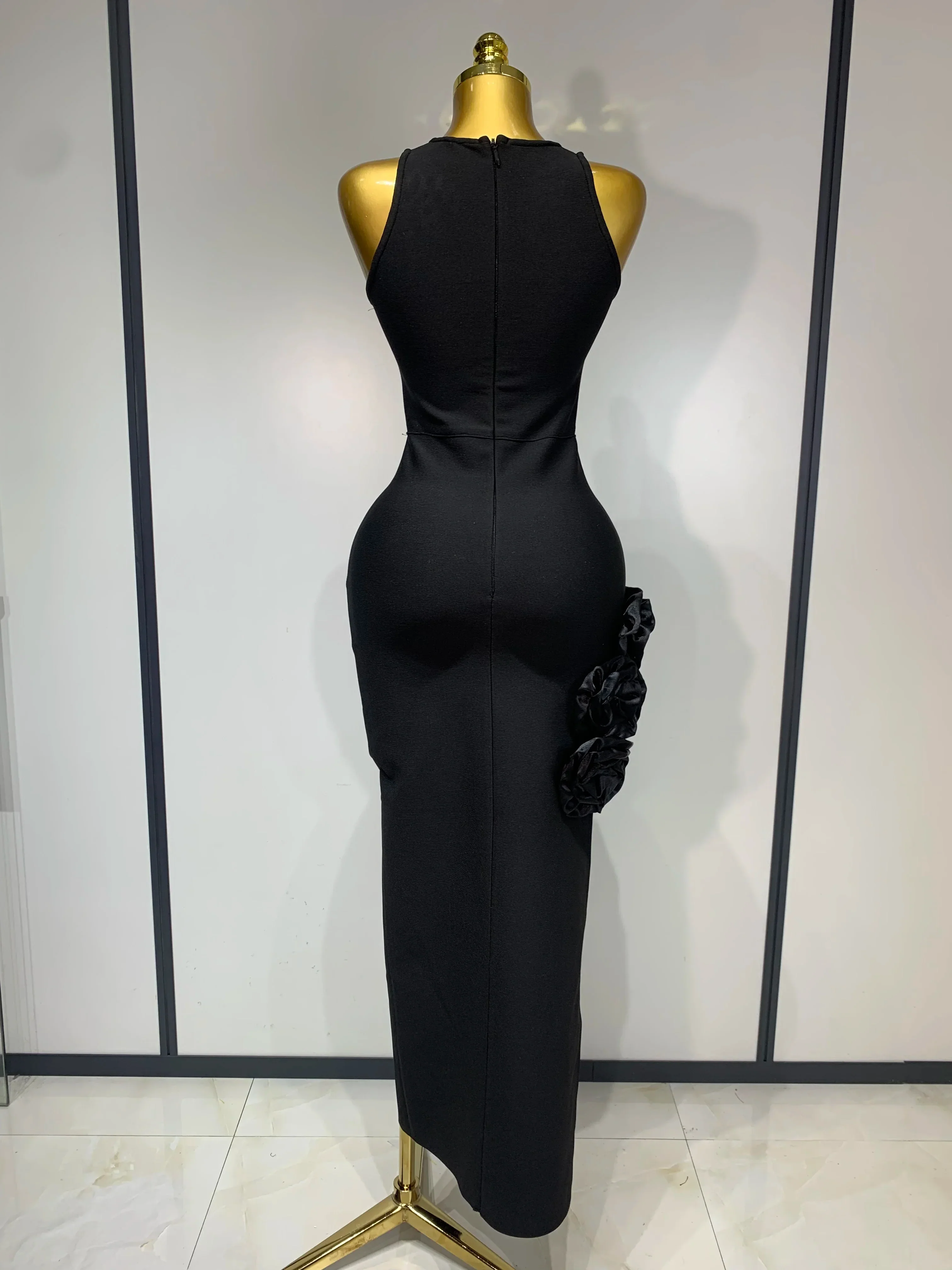 Women Fashion Celebrity Sexy Applique Black Long Bodycon Bandage Dress Elegant Evening Party Club Luxury Birthday Dresses - Image 4