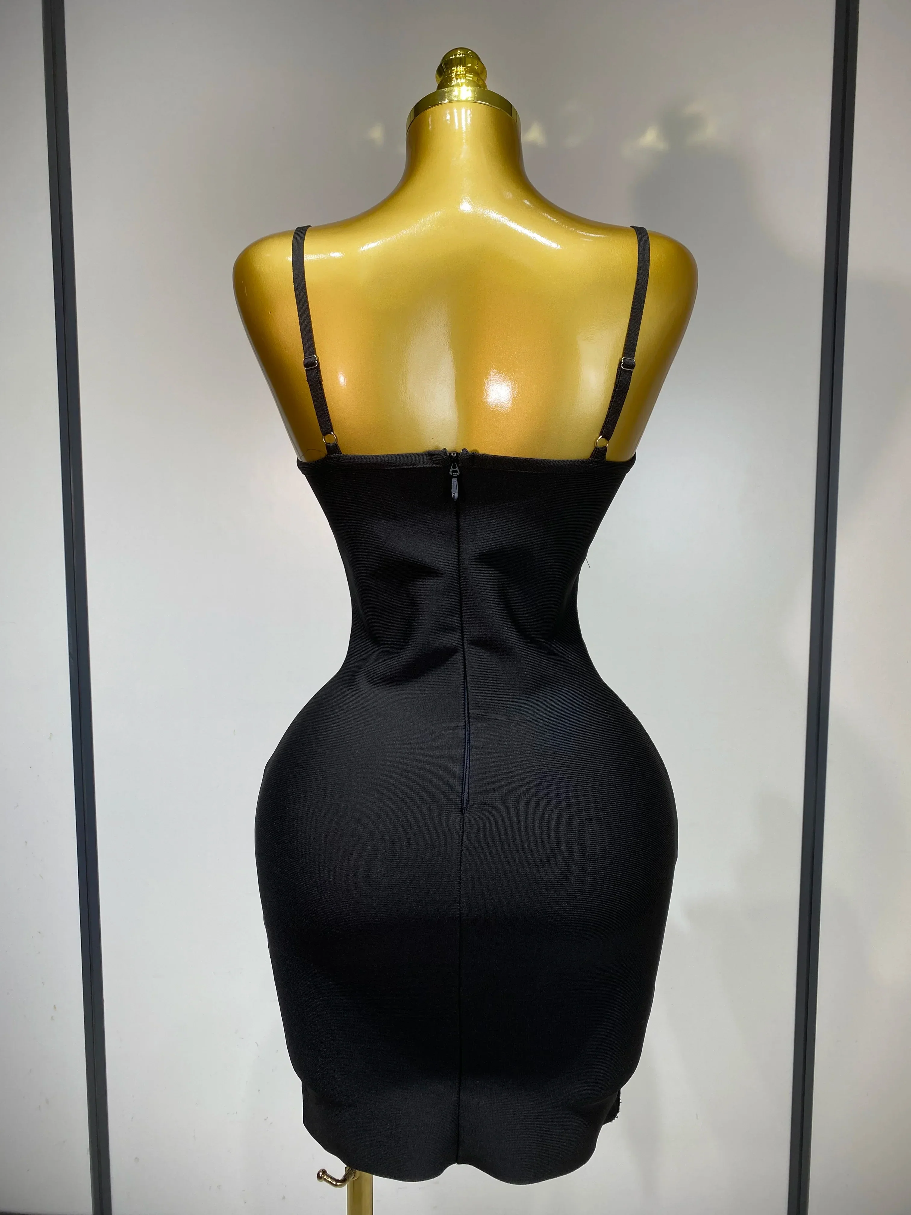Women Fashion Sexy Backless Halter Black Midi Bodycon Bandage Dress Elegant Evening Club Luxury Birthday Party Dresses - Image 4