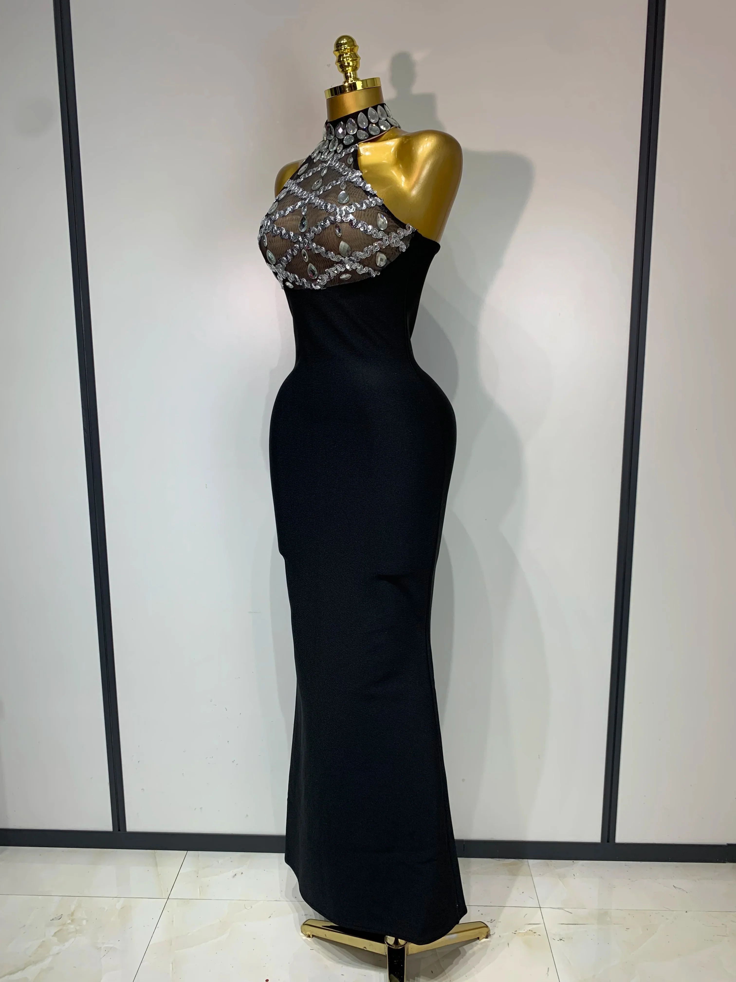 Women Fashion Sexy Sleeveless Mesh Patchwork Bandage Dress Celebrity Elegant Party Evening Birthday Dress Streetwear - Image 2
