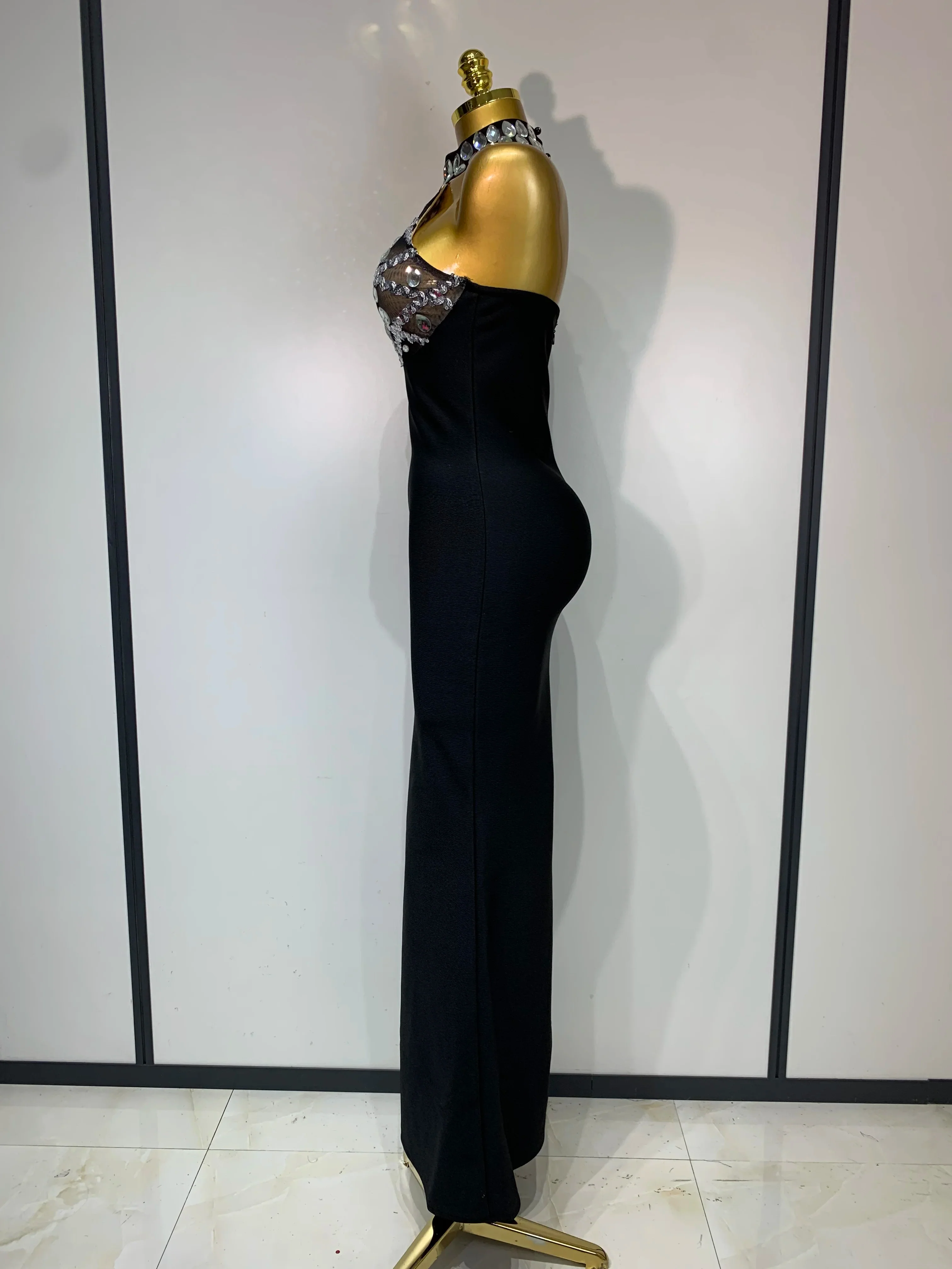Women Fashion Sexy Sleeveless Mesh Patchwork Bandage Dress Celebrity Elegant Party Evening Birthday Dress Streetwear - Image 3