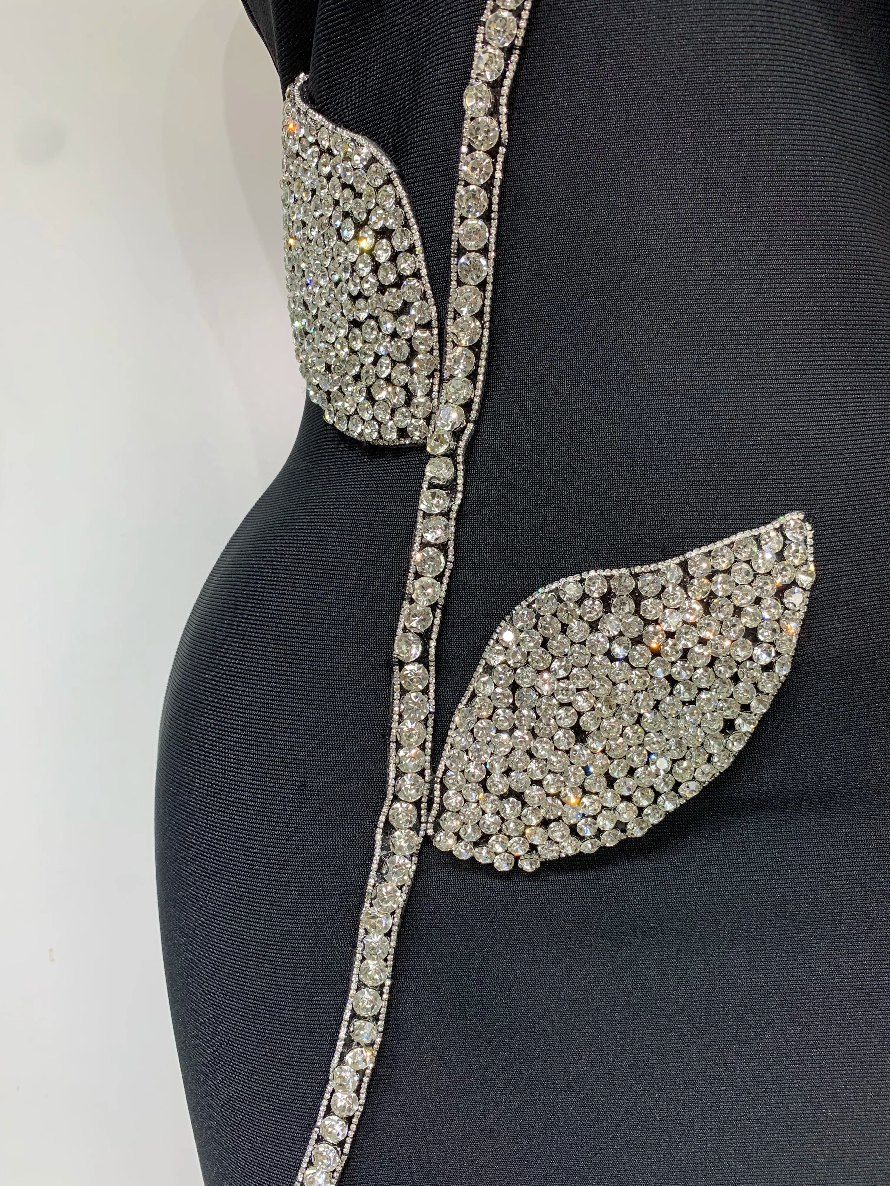 Women Luxury Diamonds Feather Black Bodycon Bandage Dress Celebrity Elegant Evening Party Birthday Nightclub Dresses - Image 6