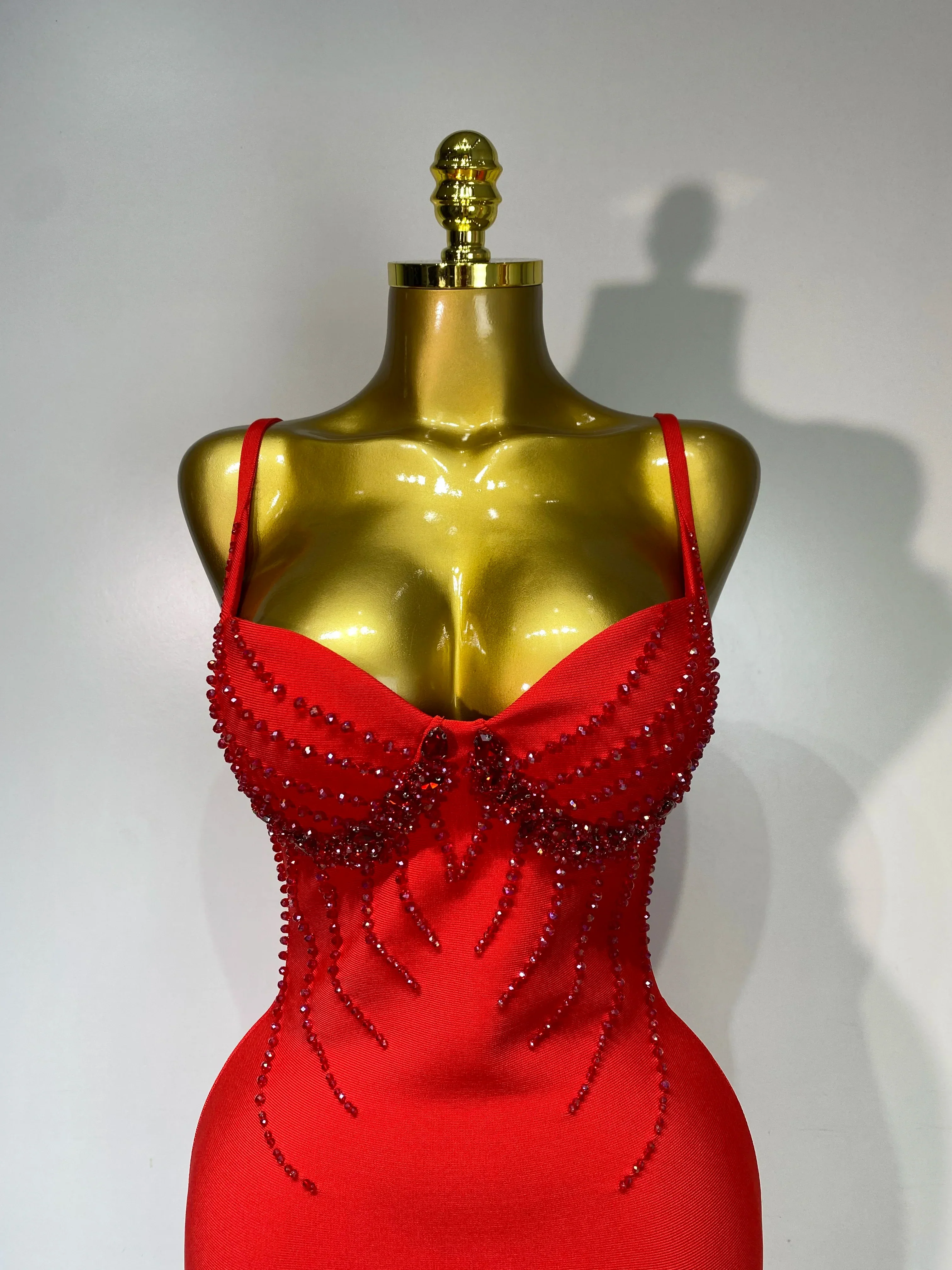 Women Sexy Backless Beading V Neck Bodycon Bandage Dress Club Party Celebrity Elegant Luxury Birthday Dresses Wedding Guest Gown - Image 5