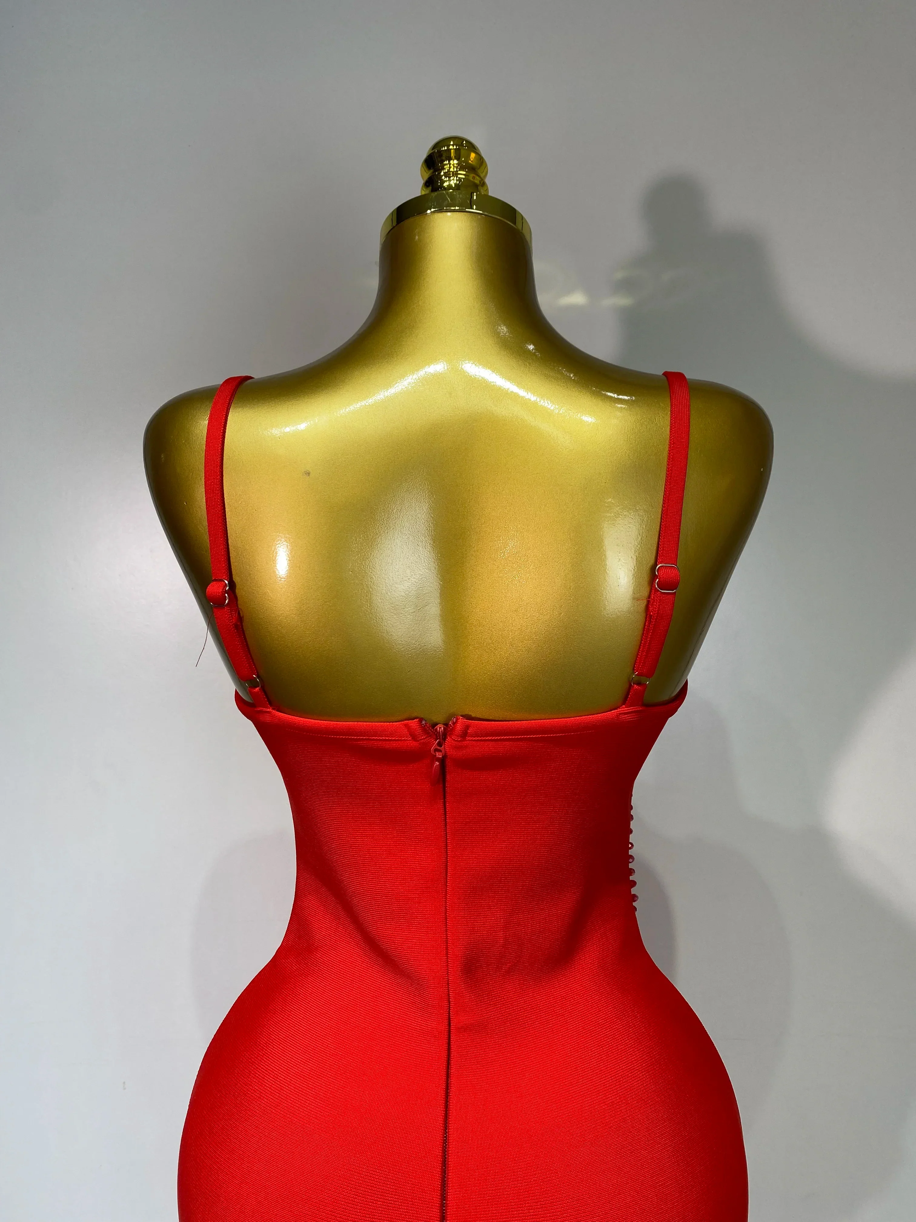 Women Sexy Backless Beading V Neck Bodycon Bandage Dress Club Party Celebrity Elegant Luxury Birthday Dresses Wedding Guest Gown - Image 6