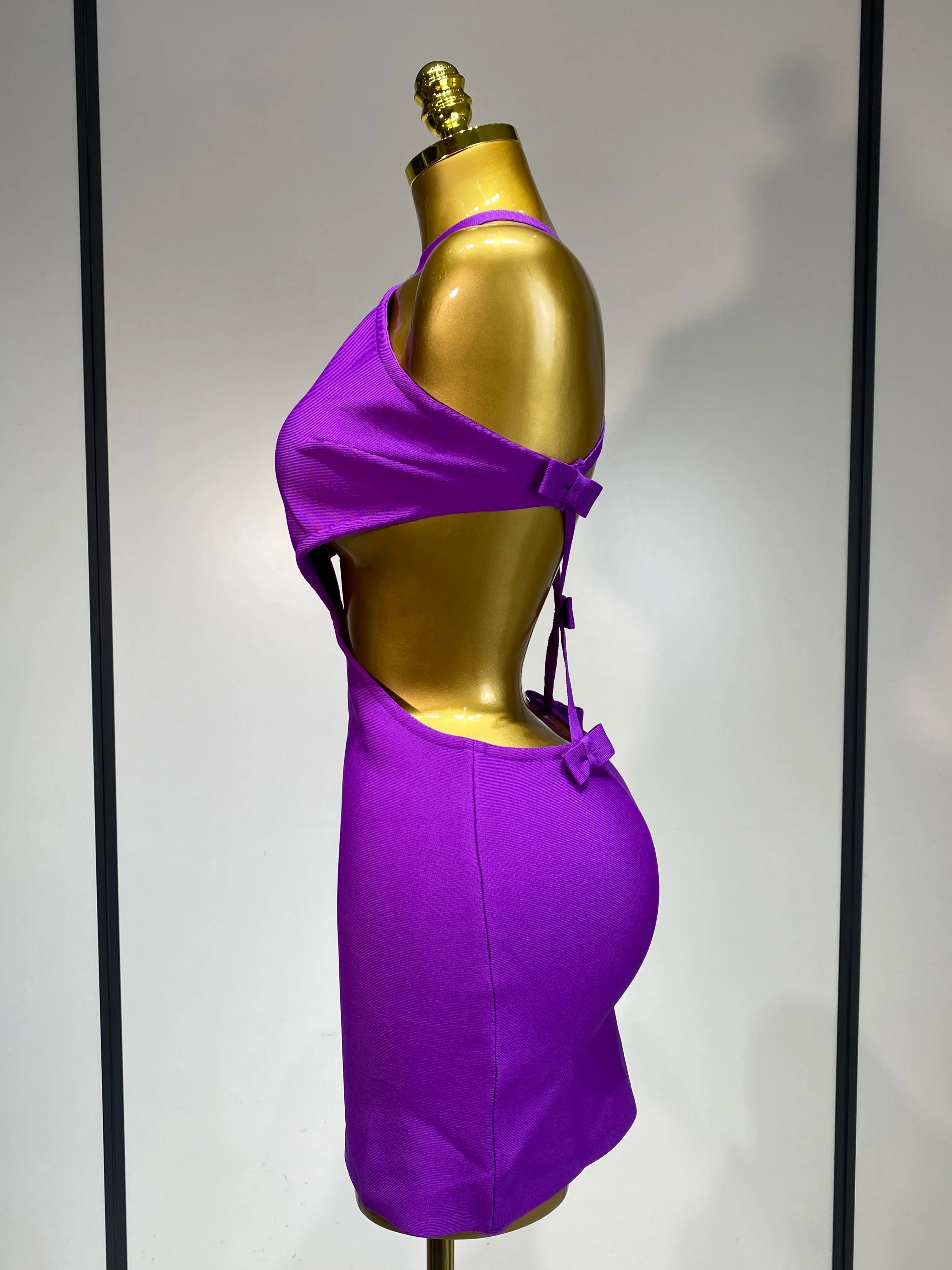 Women Sexy Backless Cut Out Bow Tie Mini Bodycon Bandage Dress Celebirty Elegant Evening Party Luxury Birthday Dresses - Image 3