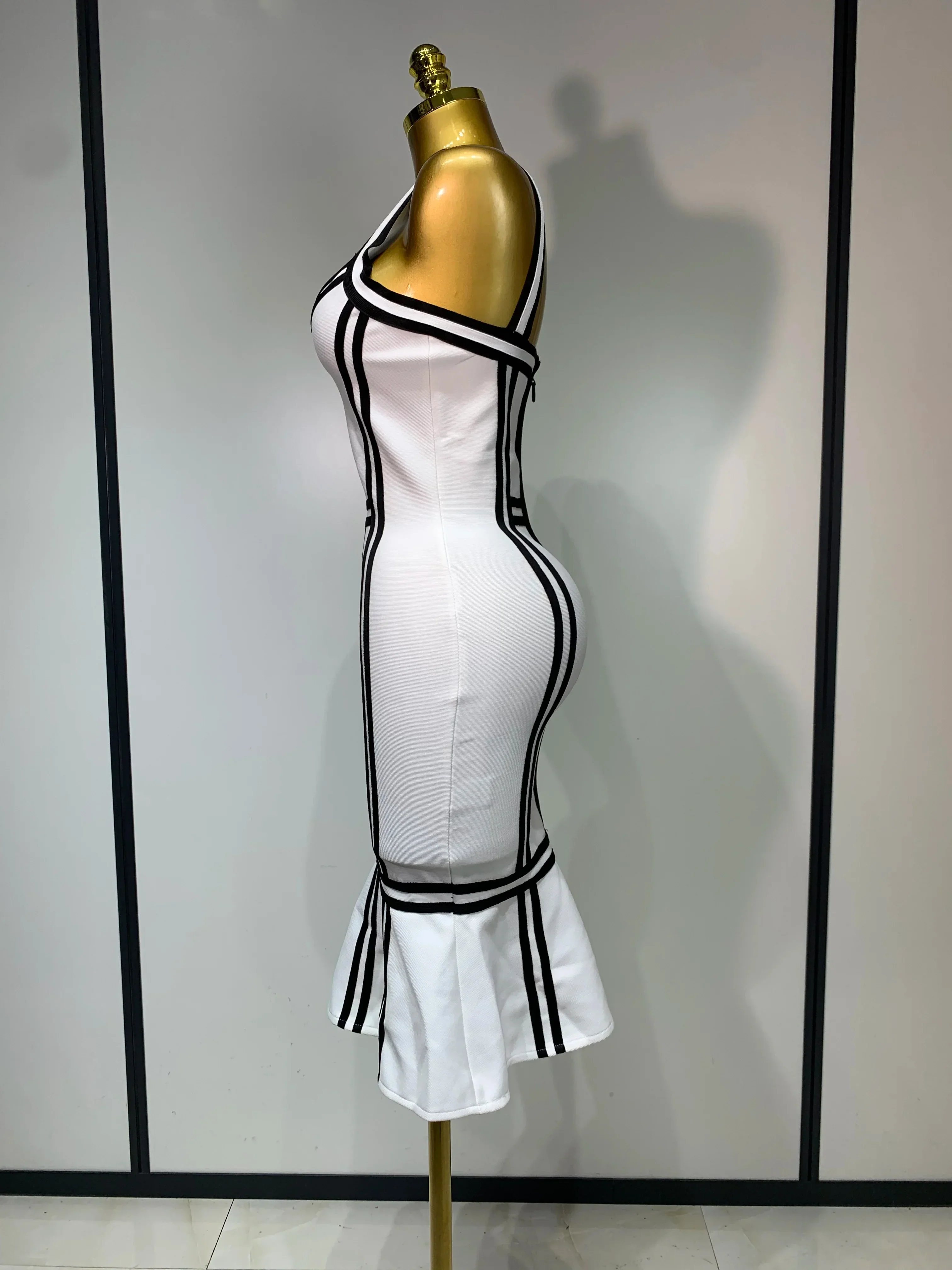 Women Sexy Backless Ruffled Edge Bodycon Bandage Dress  Celebrity Elegant Evening Party Luxury Birthday Club Dress - Image 3