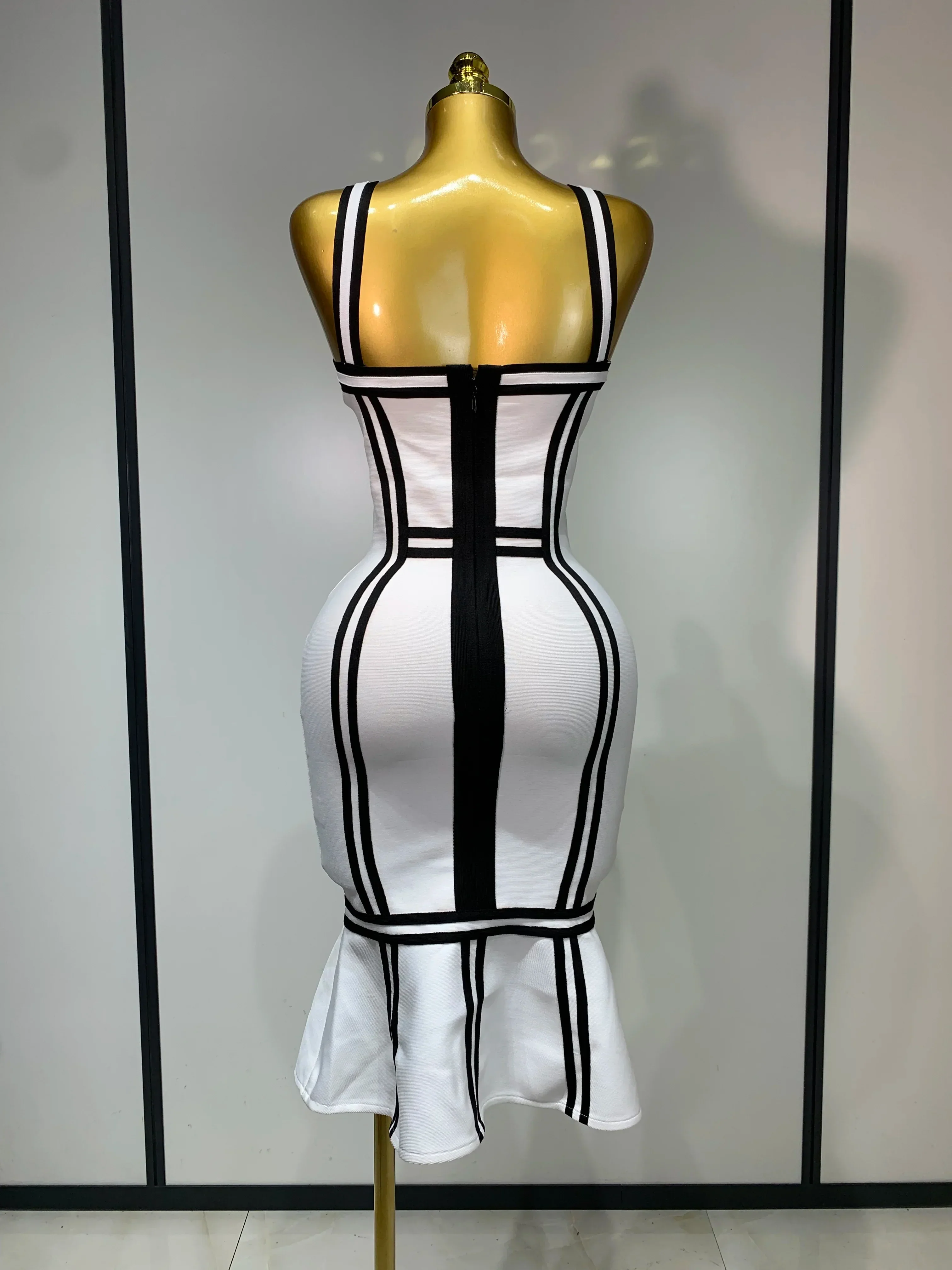 Women Sexy Backless Ruffled Edge Bodycon Bandage Dress  Celebrity Elegant Evening Party Luxury Birthday Club Dress - Image 4