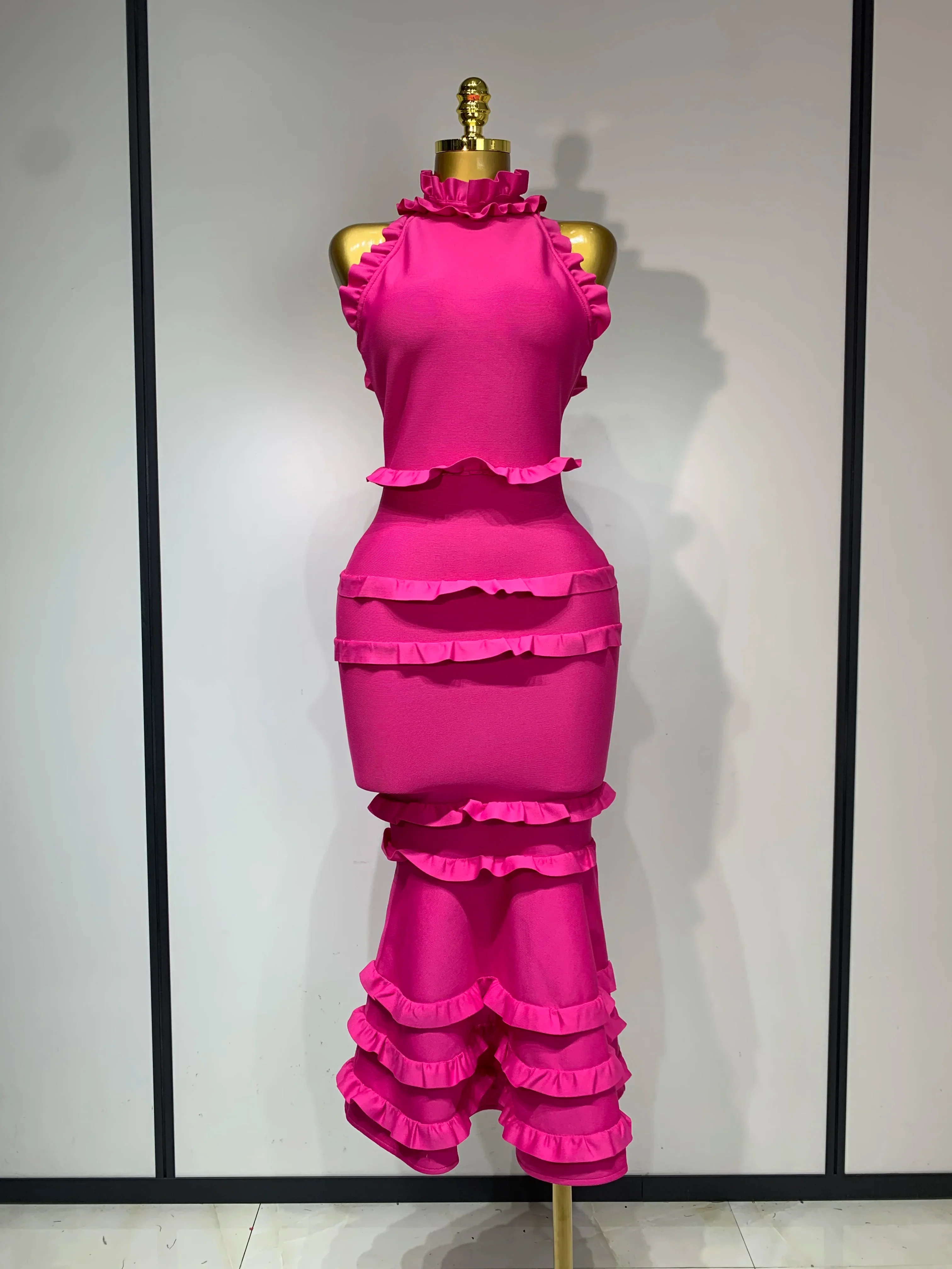 Women Sexy Backless Ruffles Bodycon Bandage Mermaid Dress Celebrate Evening Party Luxury Birthday Wedding Guest Dress - Image 8