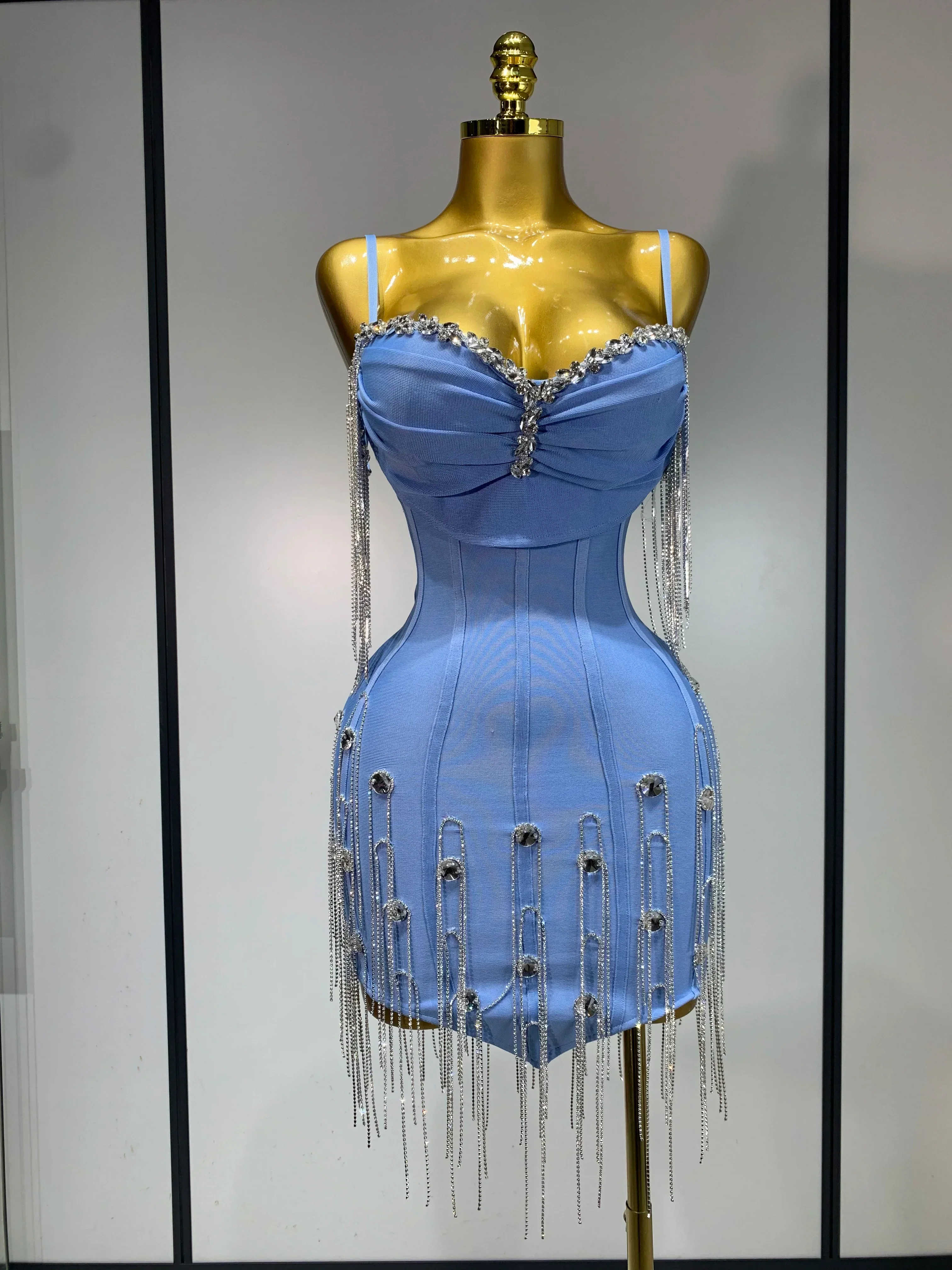 Women Sexy Backless Spaghetti Strap Bodycon Sleeveless Bandage Dress  Elegant Prom Gown Club Evening Party Birthday Dresses - Image 10