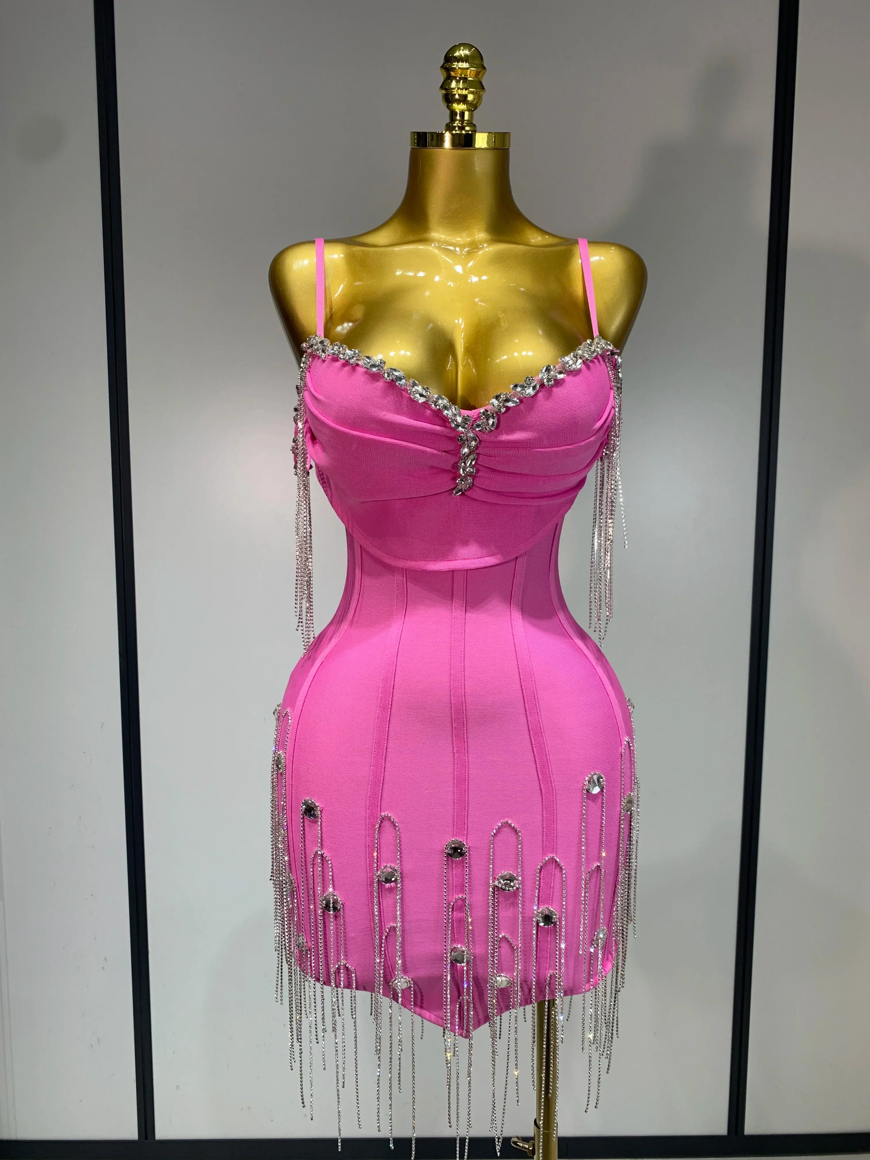 Women Sexy Backless Spaghetti Strap Bodycon Sleeveless Bandage Dress  Elegant Prom Gown Club Evening Party Birthday Dresses - Image 2