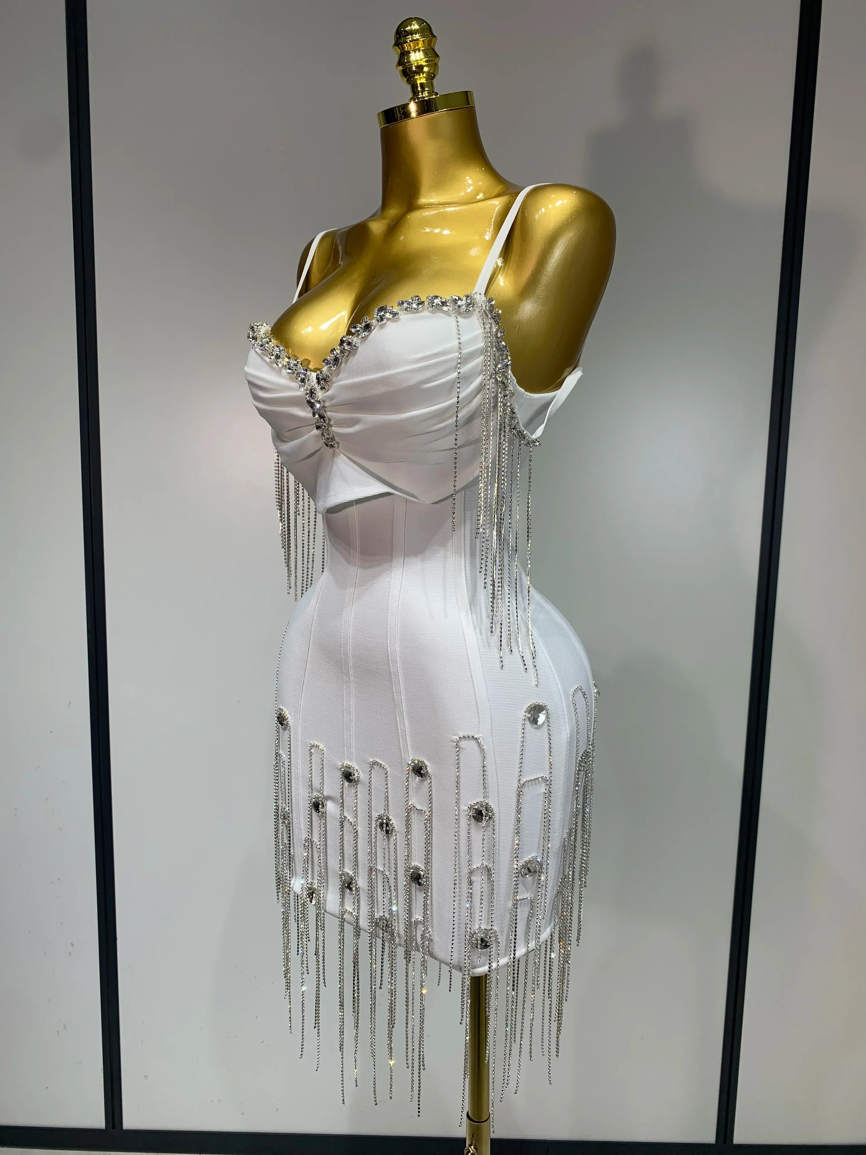 Women Sexy Backless Spaghetti Strap Bodycon Sleeveless Bandage Dress  Elegant Prom Gown Club Evening Party Birthday Dresses - Image 3