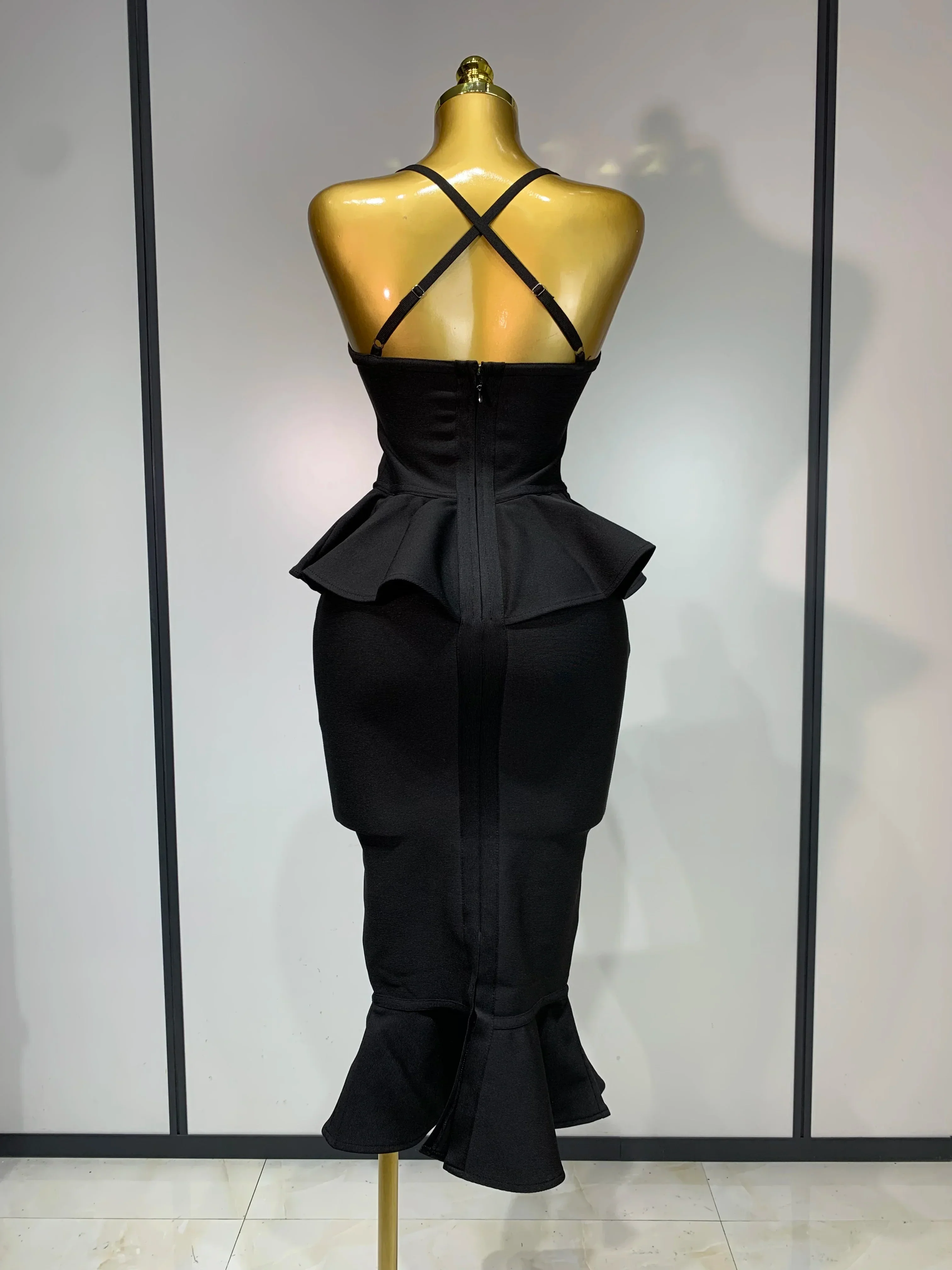 Women Sexy Backless Tierred Bodycon Bandage Dress  Celebrity Elegant Evening Party Club Wedding Dress Birthday Vestido - Image 4