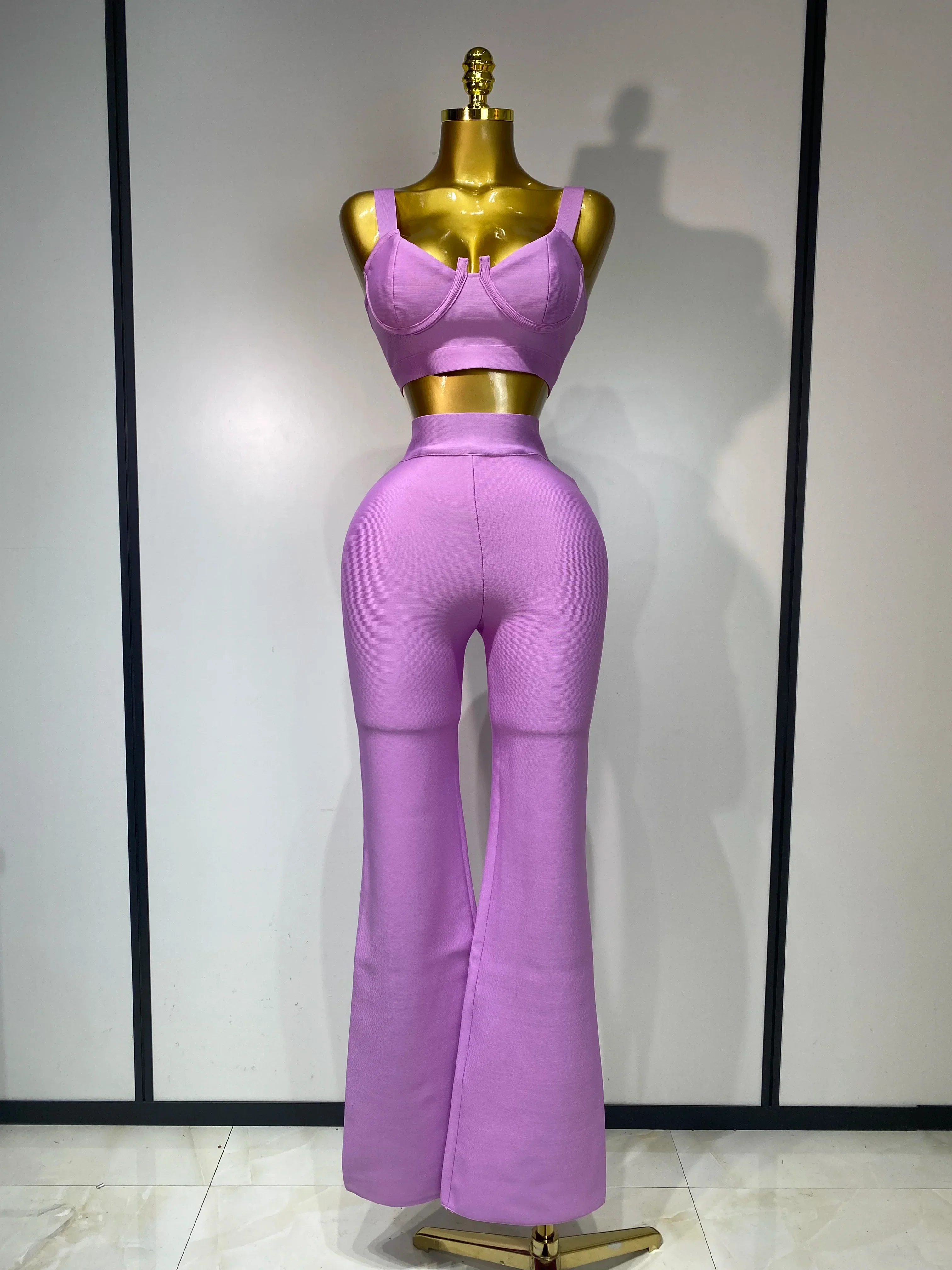 Women Sexy Bandage Crop Top Pant Set Evening Party Club Luxury Birthday High Street Fashion Elegant Luxury Birthday Outfit - Image 10
