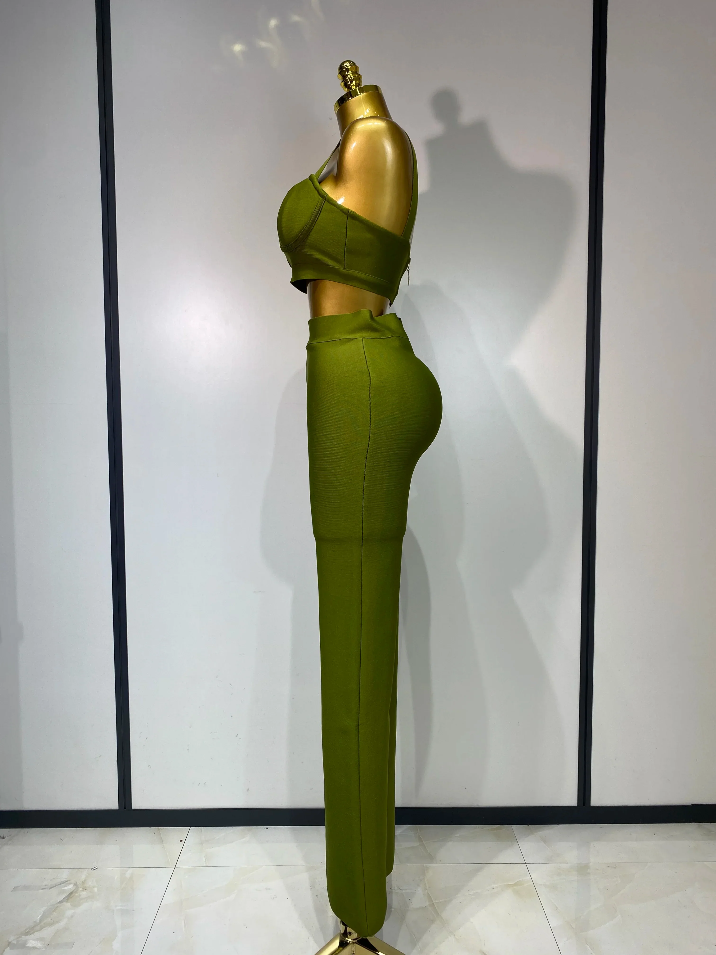 Women Sexy Bandage Crop Top Pant Set Evening Party Club Luxury Birthday High Street Fashion Elegant Luxury Birthday Outfit - Image 4