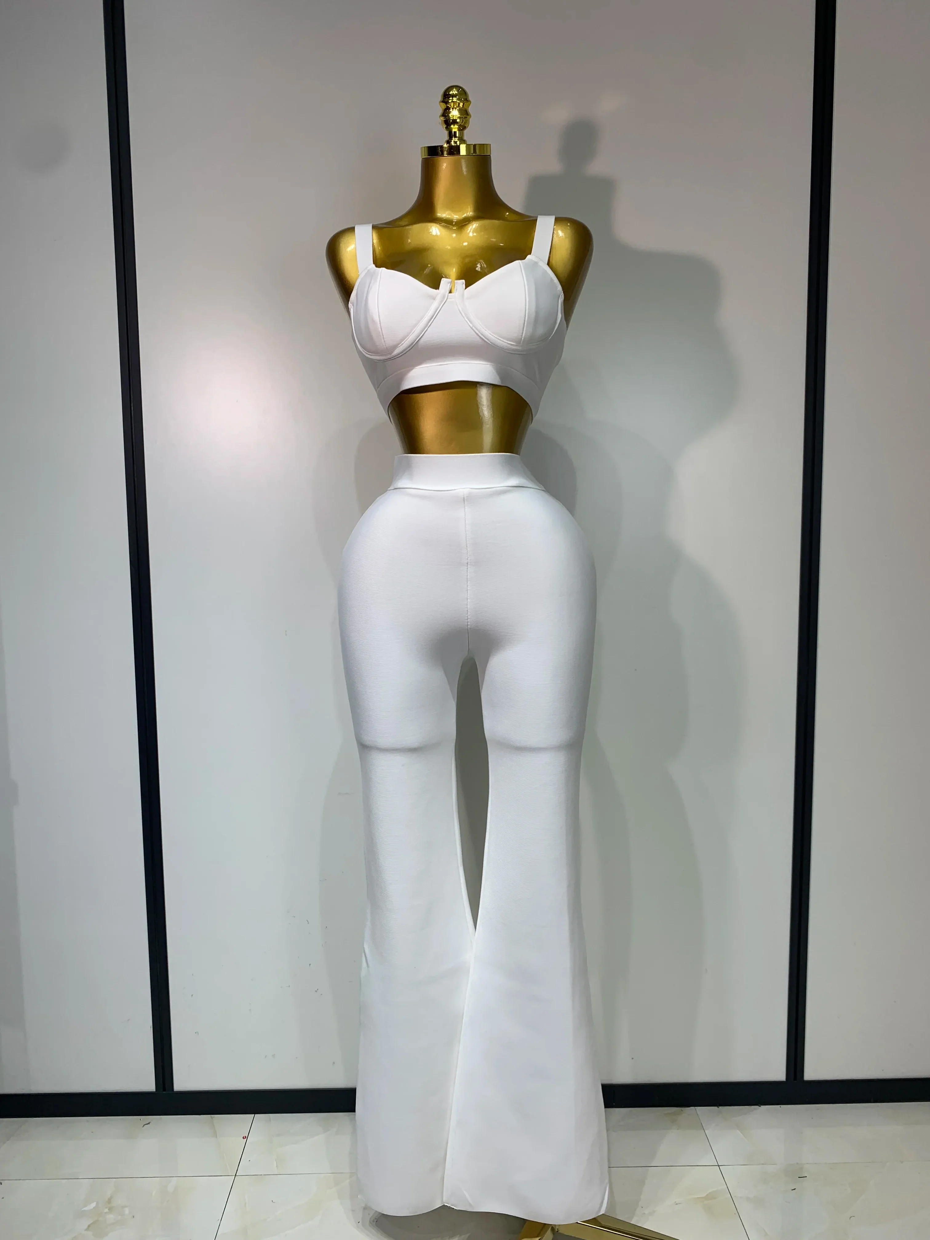 Women Sexy Bandage Crop Top Pant Set Evening Party Club Luxury Birthday High Street Fashion Elegant Luxury Birthday Outfit - Image 8