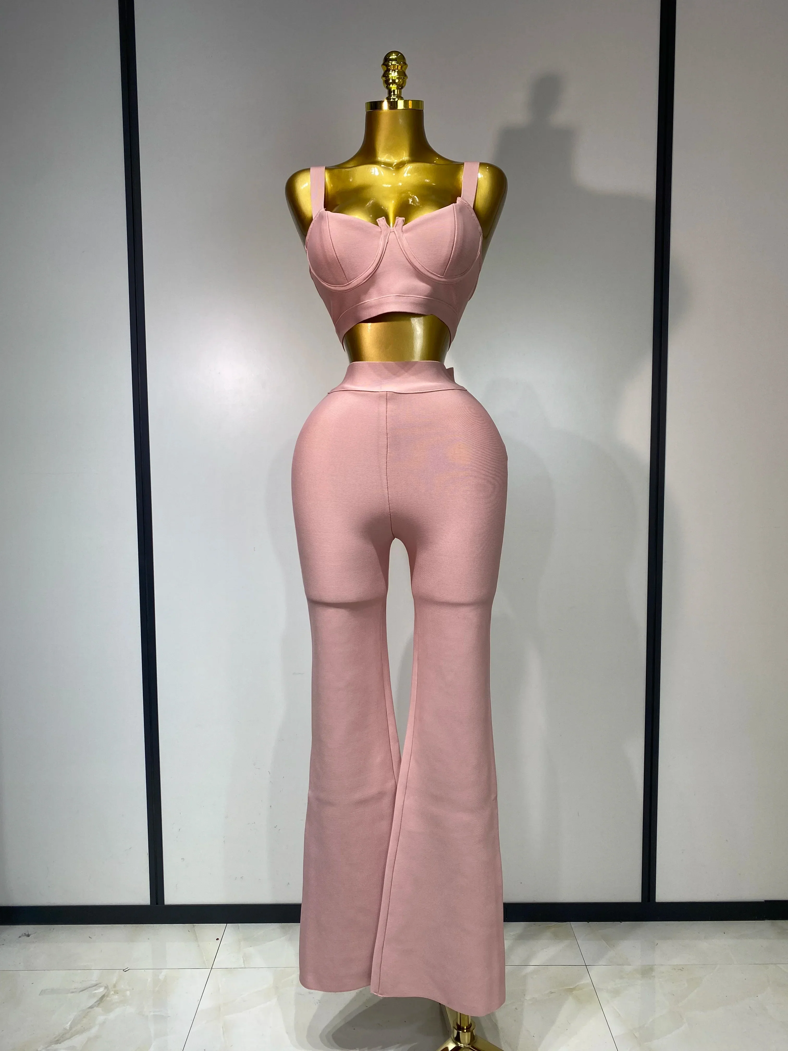Women Sexy Bandage Crop Top Pant Set Evening Party Club Luxury Birthday High Street Fashion Elegant Luxury Birthday Outfit - Image 9