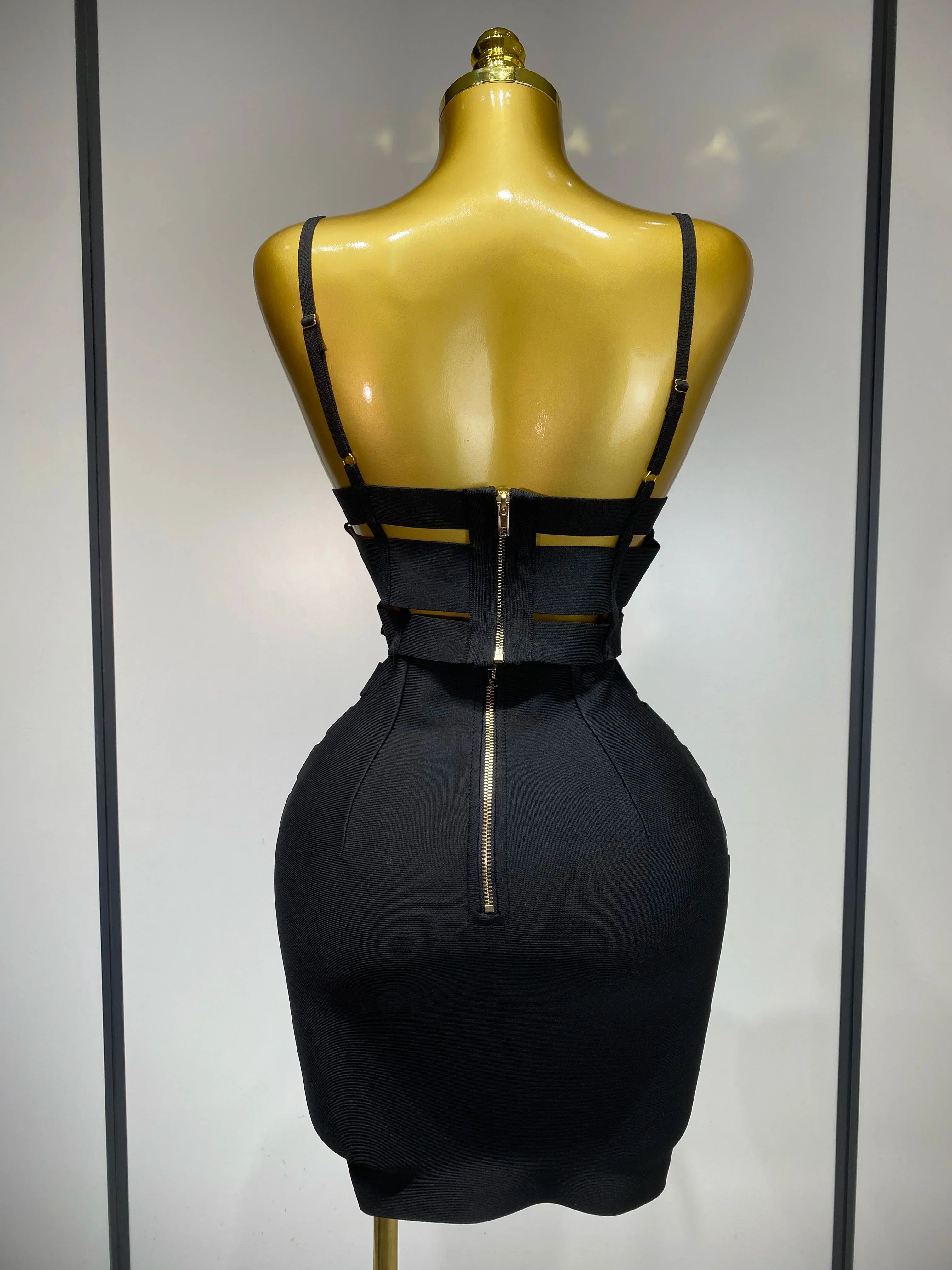 Women Sexy Black Cut Out Bodycon Bandage Skirt Two Piece Set Celebrity High Streeet Evening Birthday Club Party Outfits - Image 4