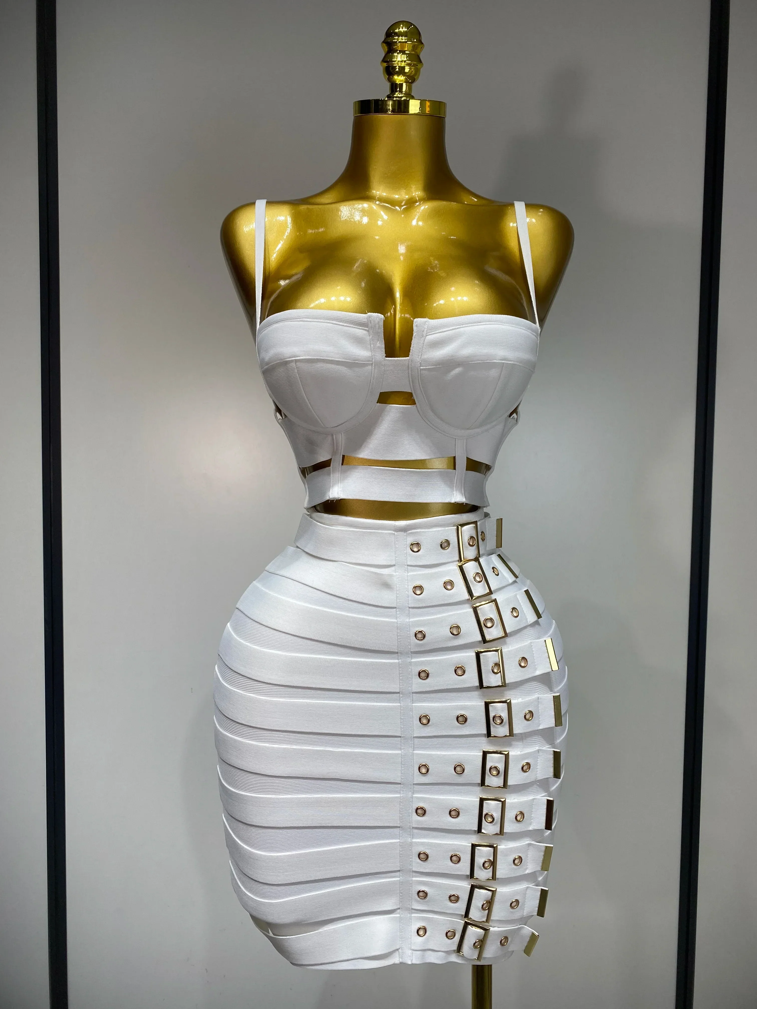 Women Sexy Black Cut Out Bodycon Bandage Skirt Two Piece Set  Celebrity High Streeet Evening Birthday Club Party Outfits - Image 7