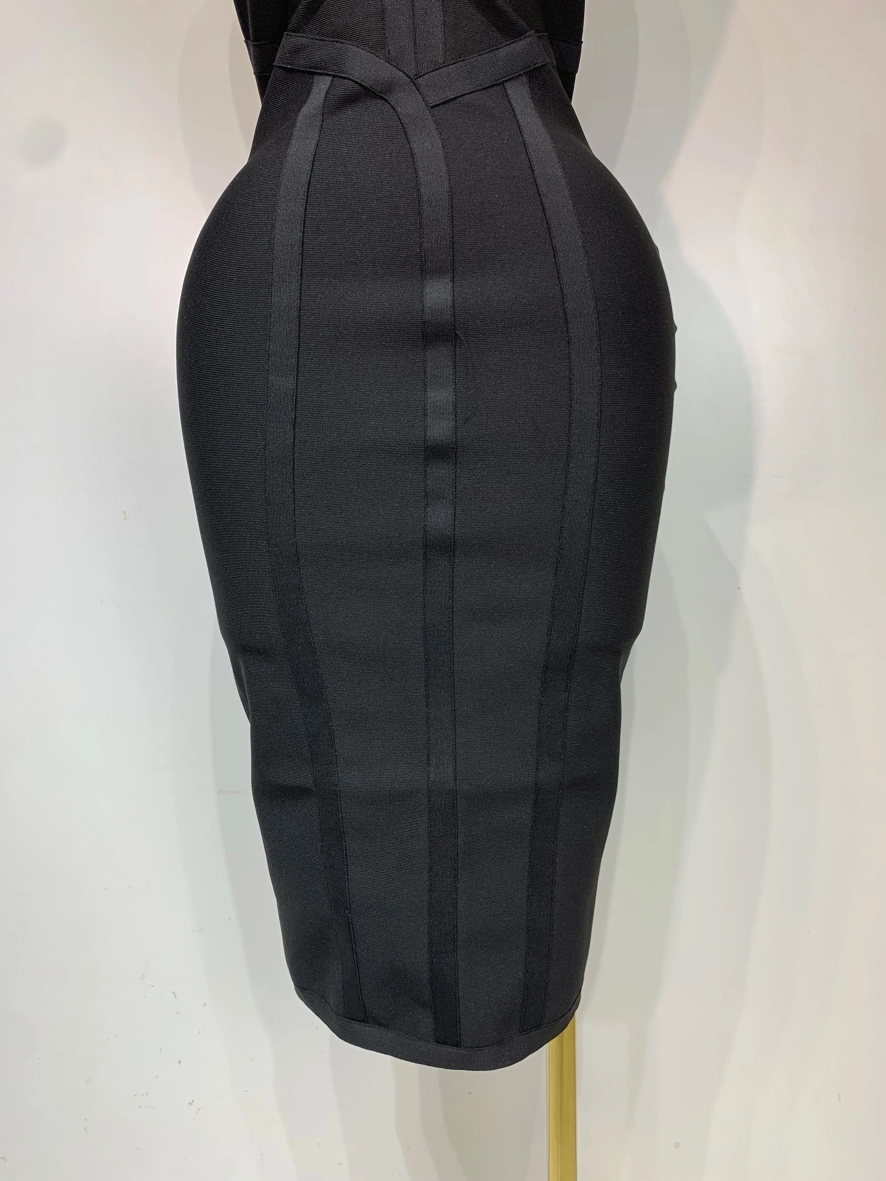 Women Sexy Elegant Spaghetti Strap V Neck Black Midi Bodycon Bandage Dress Nightclub Evening Party Luxury Birthday Dress - Image 6